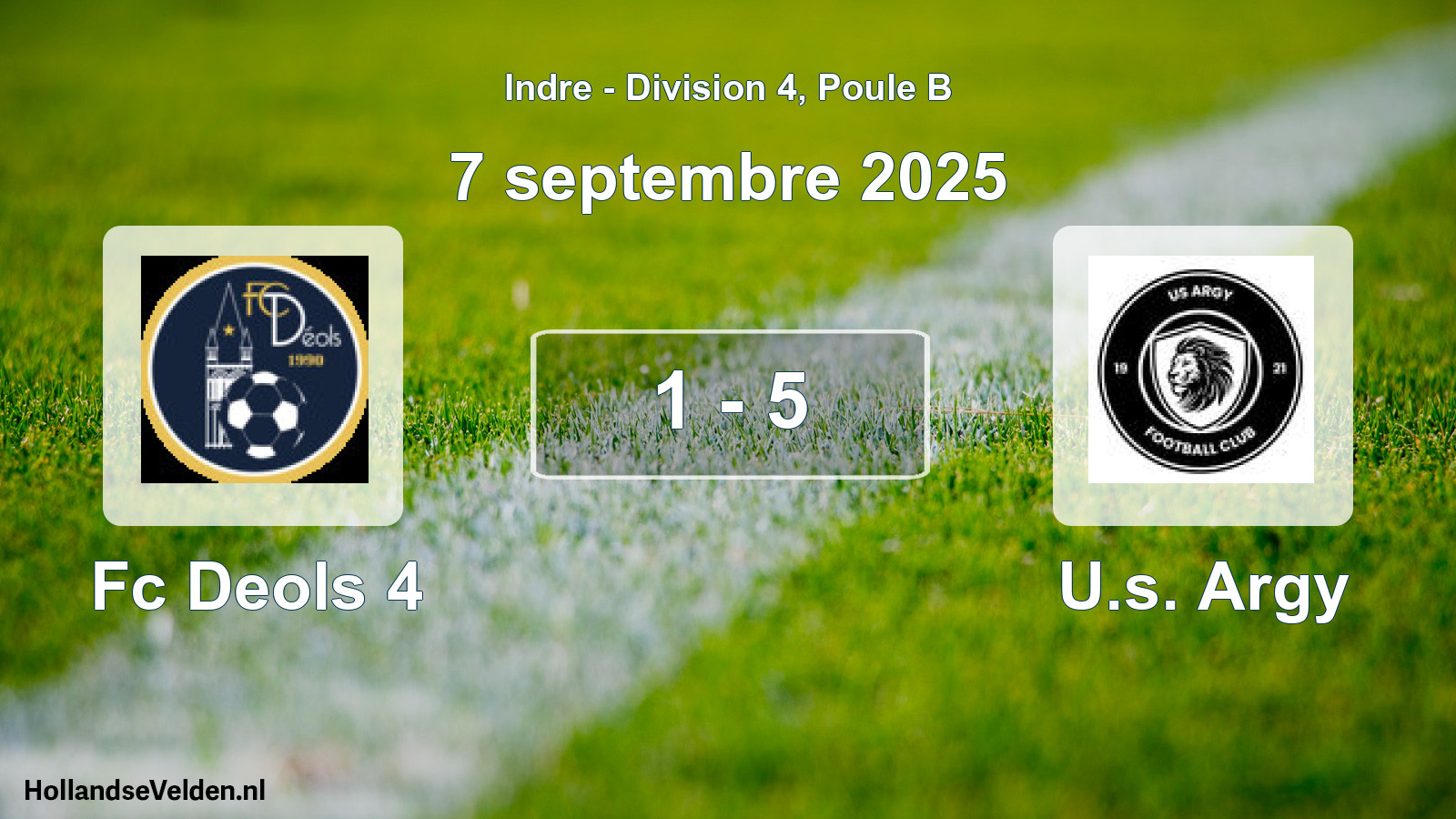 Gespeelde wedstrijd: Fc Deols 4 - U.s. Argy 1 - 5 (7 septembre 2025)