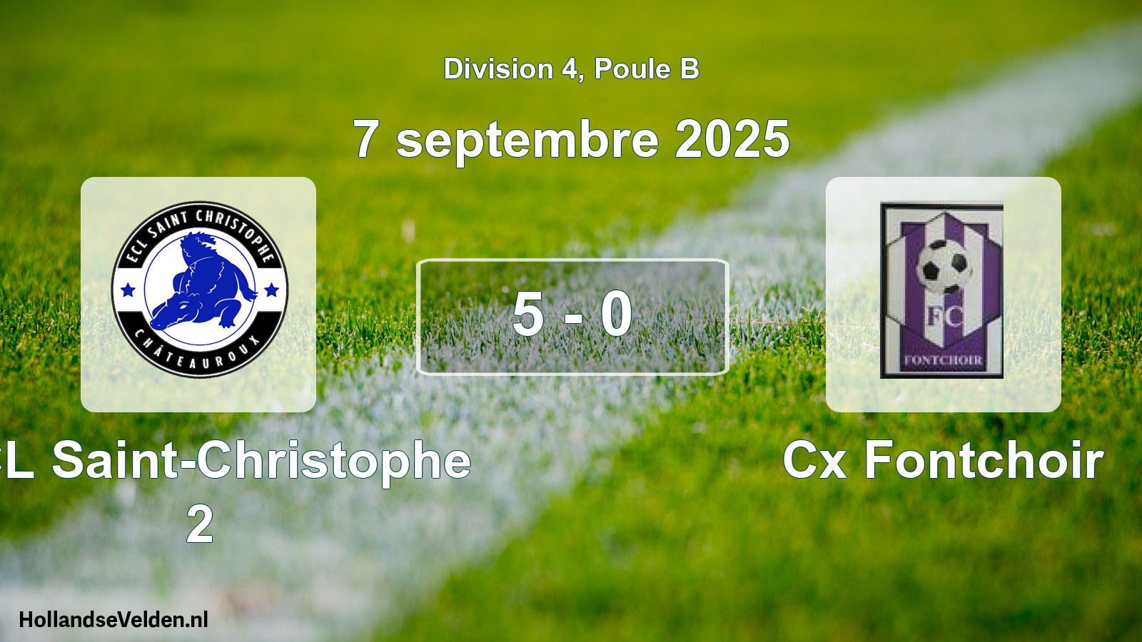 Gespeelde wedstrijd: ECL Saint-Christophe 2 - Cx Fontchoir 5 - 0 (7 september 2025)