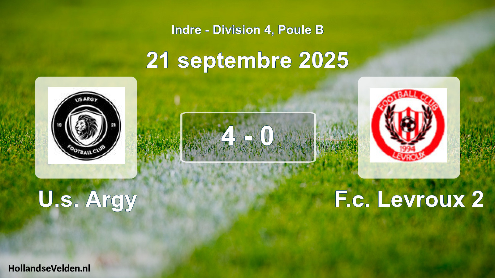 Gespeelde wedstrijd: U.s. Argy - F.c. Levroux 2 4 - 0 (21 september 2025)