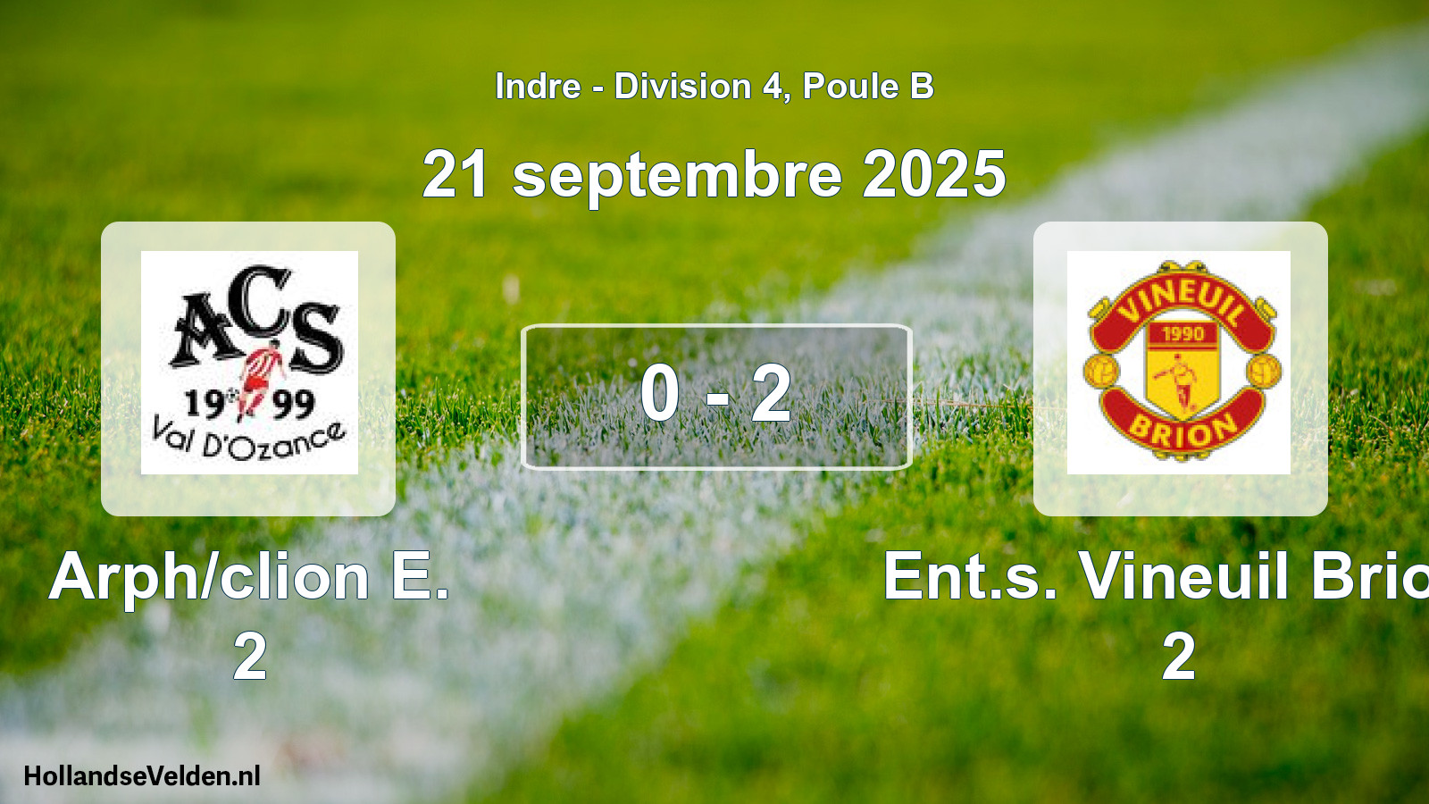 Gespeelde wedstrijd: Arph/clion E. 2 - Ent.s. Vineuil Brion 2 0 - 2 (21 september 2025)