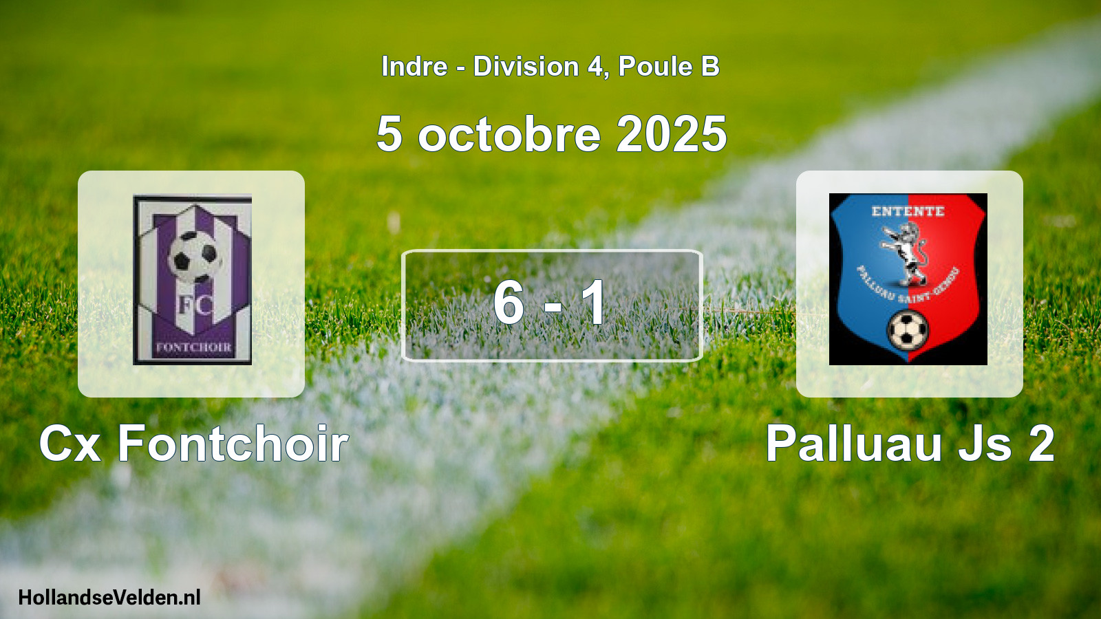 Gespeelde wedstrijd: Cx Fontchoir - Palluau Js 2 6 - 1 (5 octobre 2025)