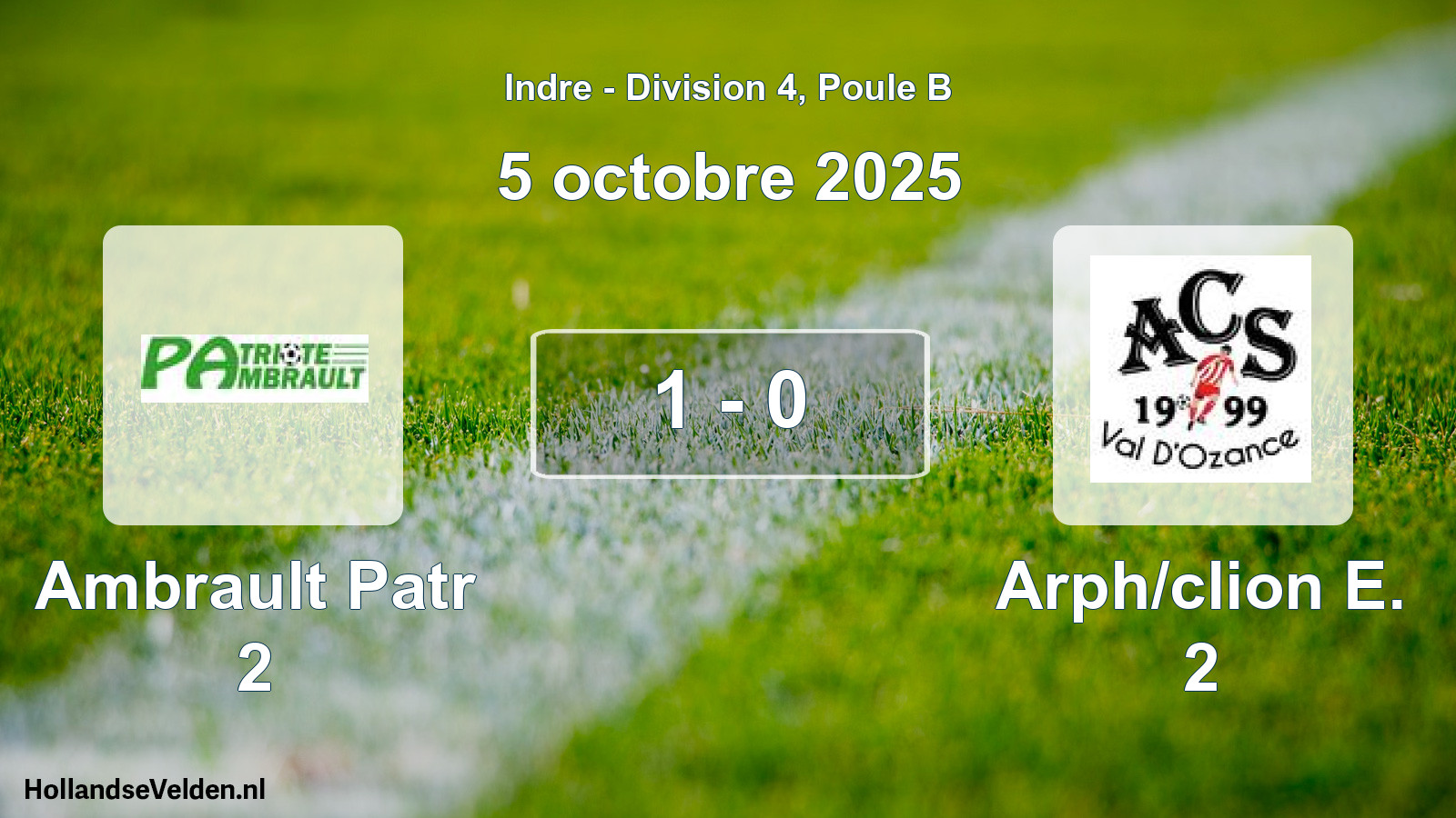 Gespeelde wedstrijd: Ambrault Patr 2 - Arph/clion E. 2 1 - 0 (5 octobre 2025)