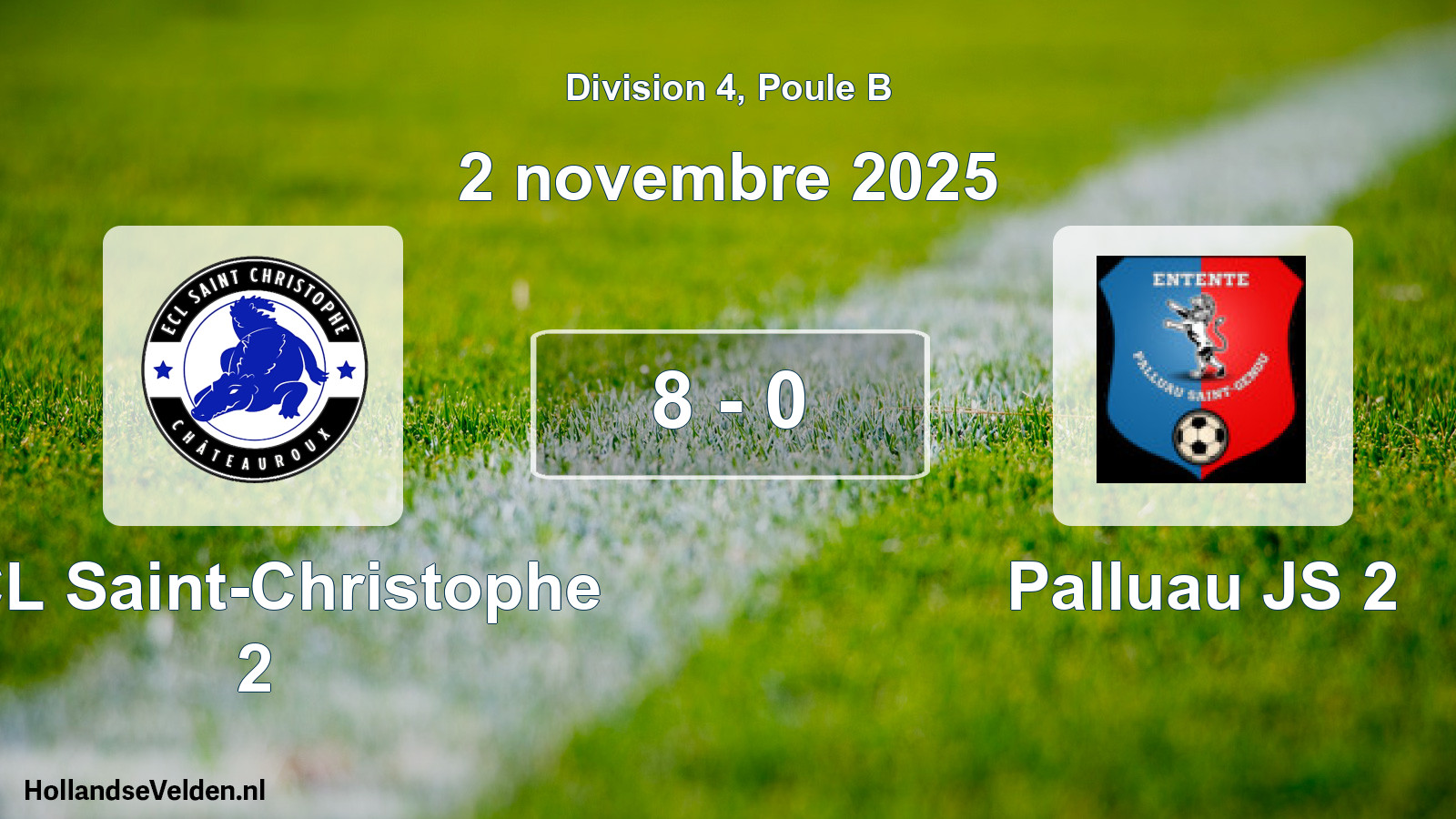 Gespeelde wedstrijd: ECL Saint-Christophe 2 - Palluau JS 2 8 - 0 (2 november 2025)