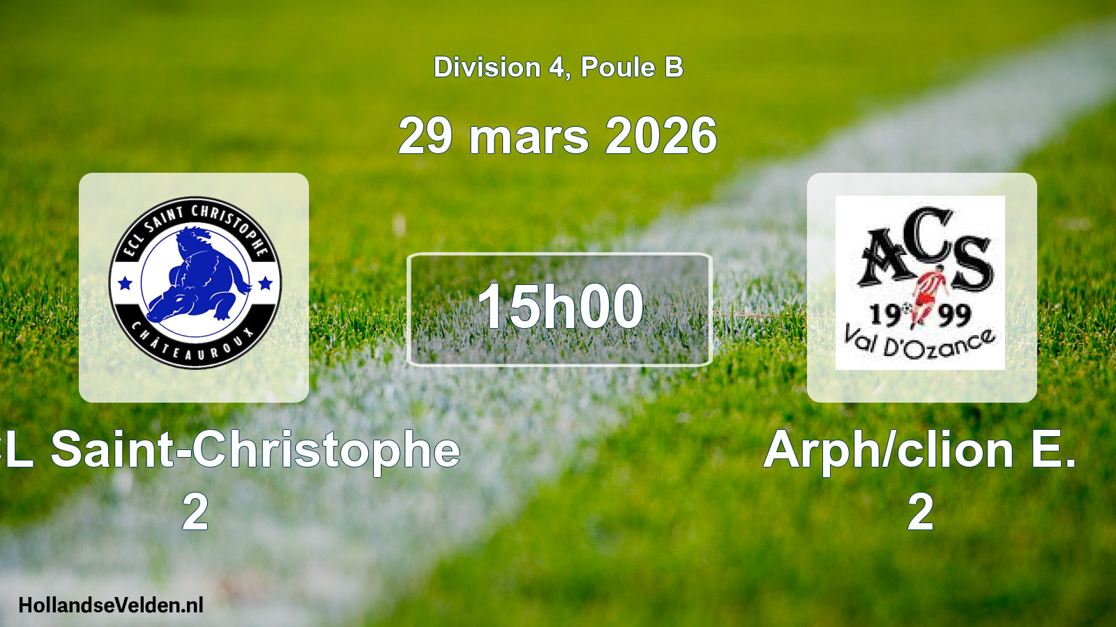 Geplande wedstrijd: ECL Saint-Christophe 2 - Arph/clion E. 2 (29 maart 2026)