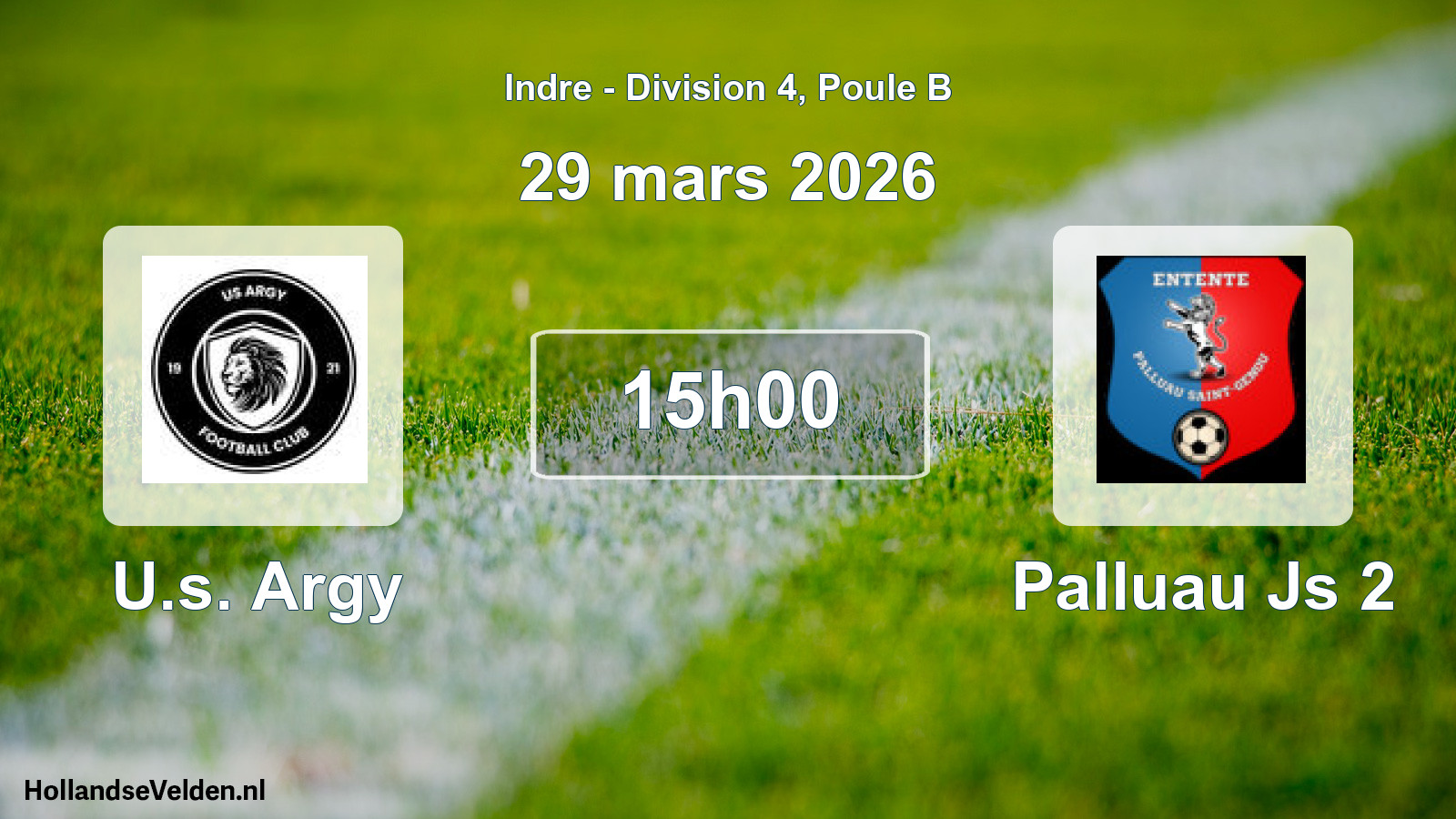 Geplande wedstrijd: U.s. Argy - Palluau Js 2 (29 mars 2026)