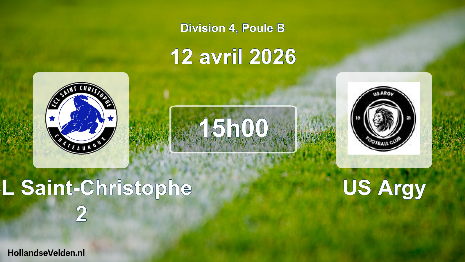 Geplande wedstrijd: ECL Saint-Christophe 2 - US Argy (12 april 2026)