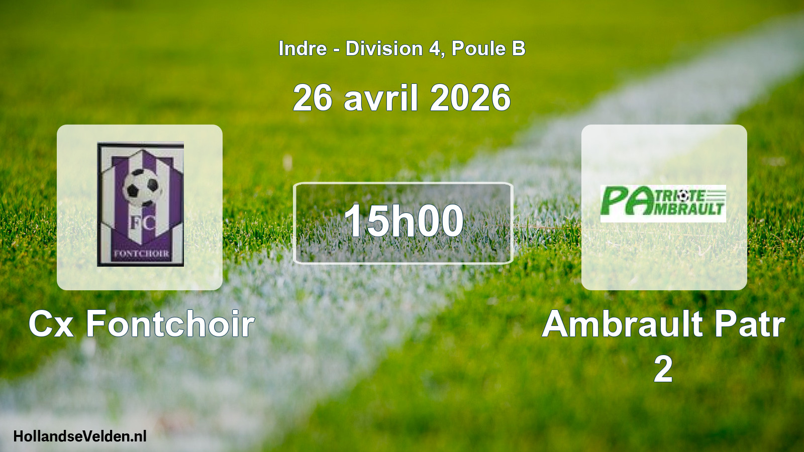 Geplande wedstrijd: Cx Fontchoir - Ambrault Patr 2 (26 avril 2026)