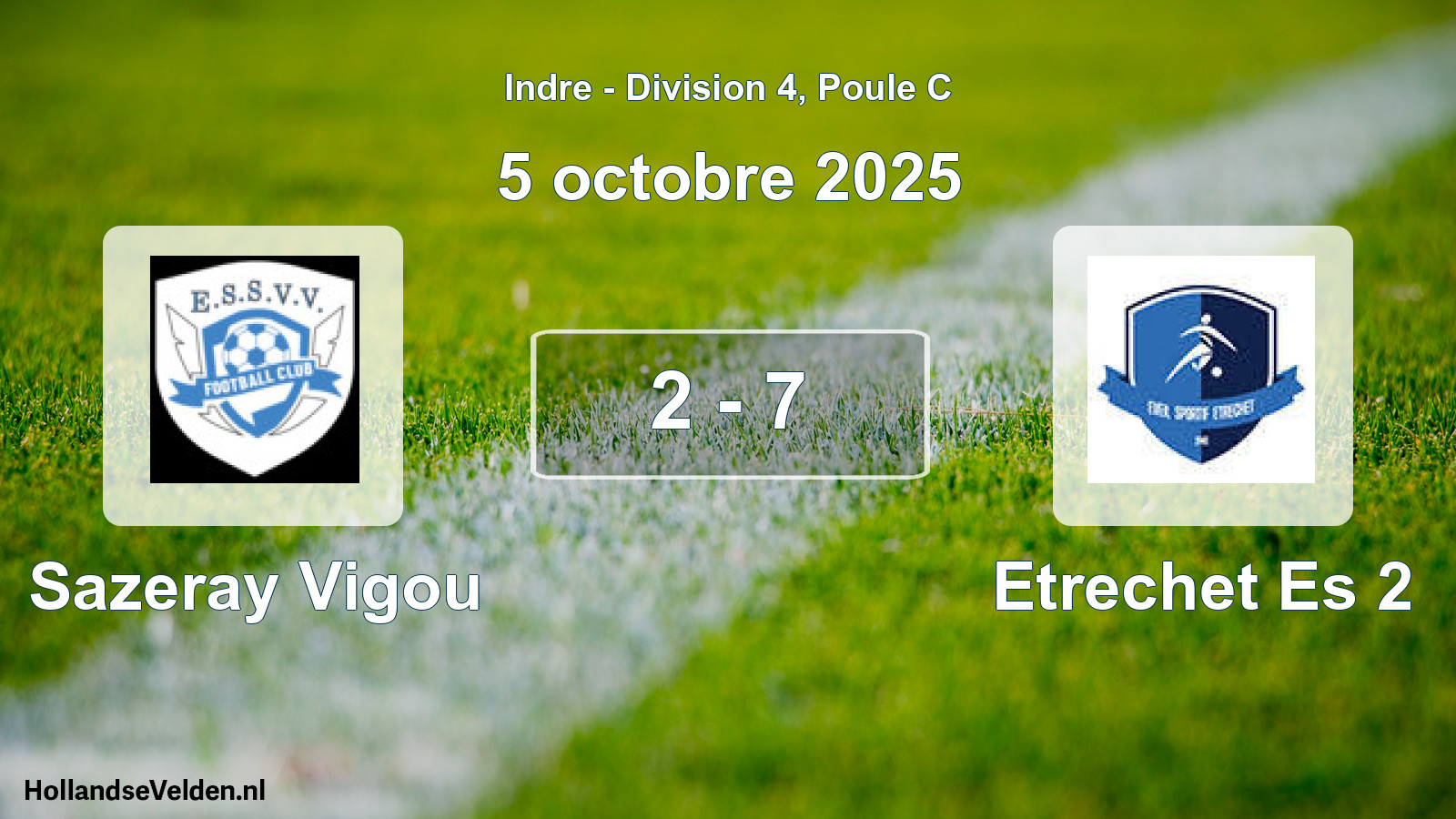 Total number of matches played: Sazeray Vigou - Etrechet Es 2 2 - 7 (5 October 2025)