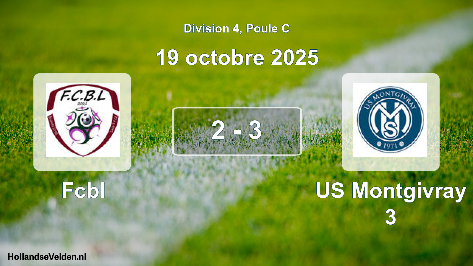 Match joué: Fcbl - US Montgivray 3 2 - 3 (19 octobre 2025)