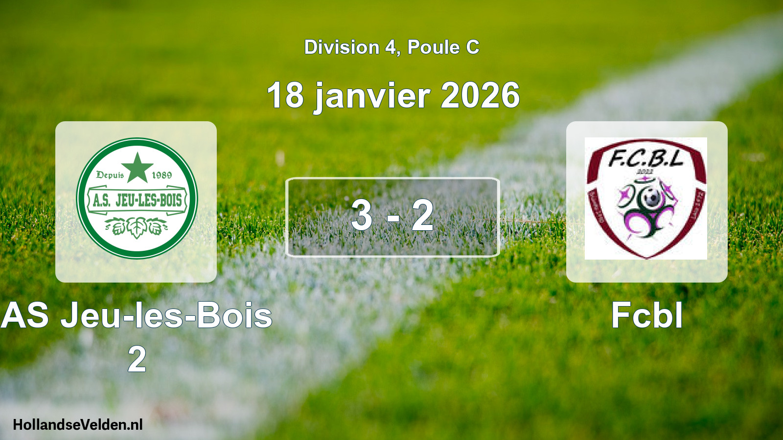 Match joué: AS Jeu-les-Bois 2 - Fcbl 3 - 2 (18 janvier 2026)