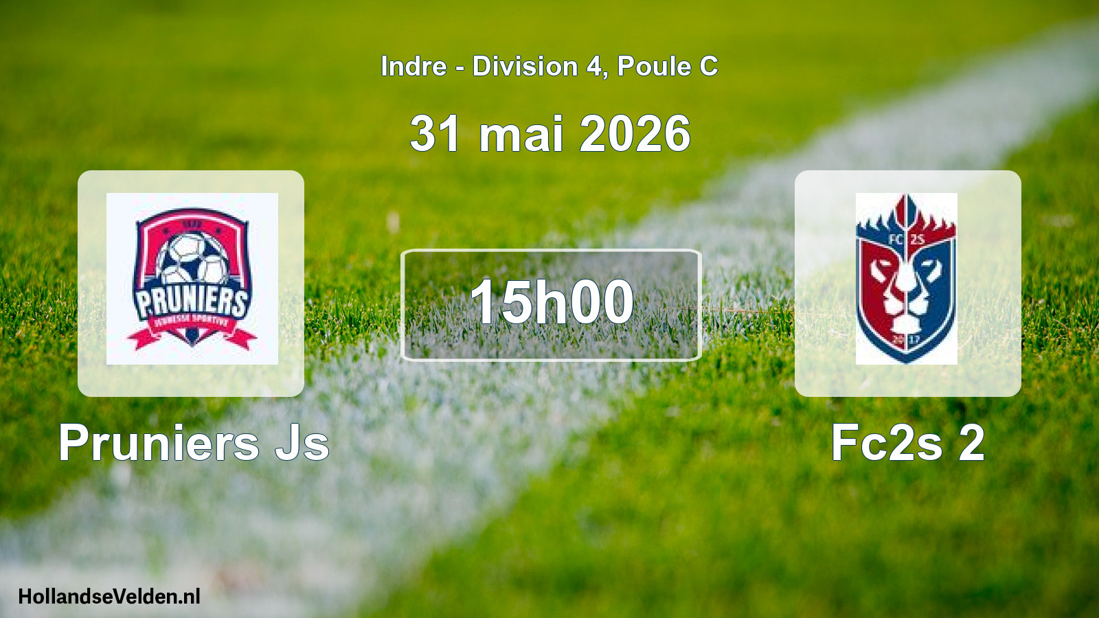 Geplande wedstrijd: Pruniers Js - Fc2s 2 (31 mei 2026)