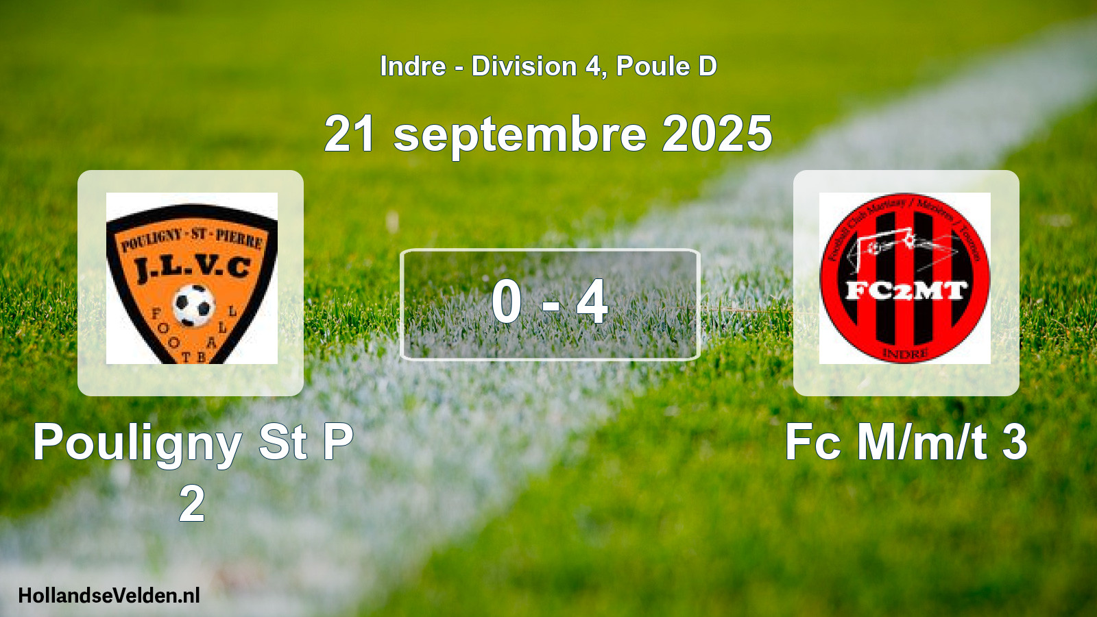 Gespeelde wedstrijd: Pouligny St P 2 - Fc M/m/t 3 0 - 4 (21 september 2025)