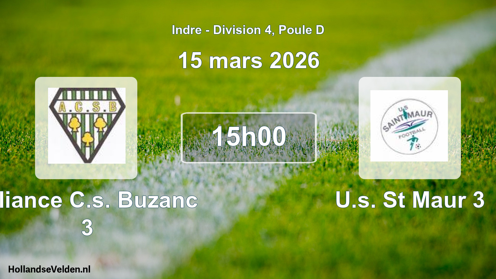 Scheduled Match: Alliance C.s. Buzanc 3 - U.s. St Maur 3 (15 March 2026)