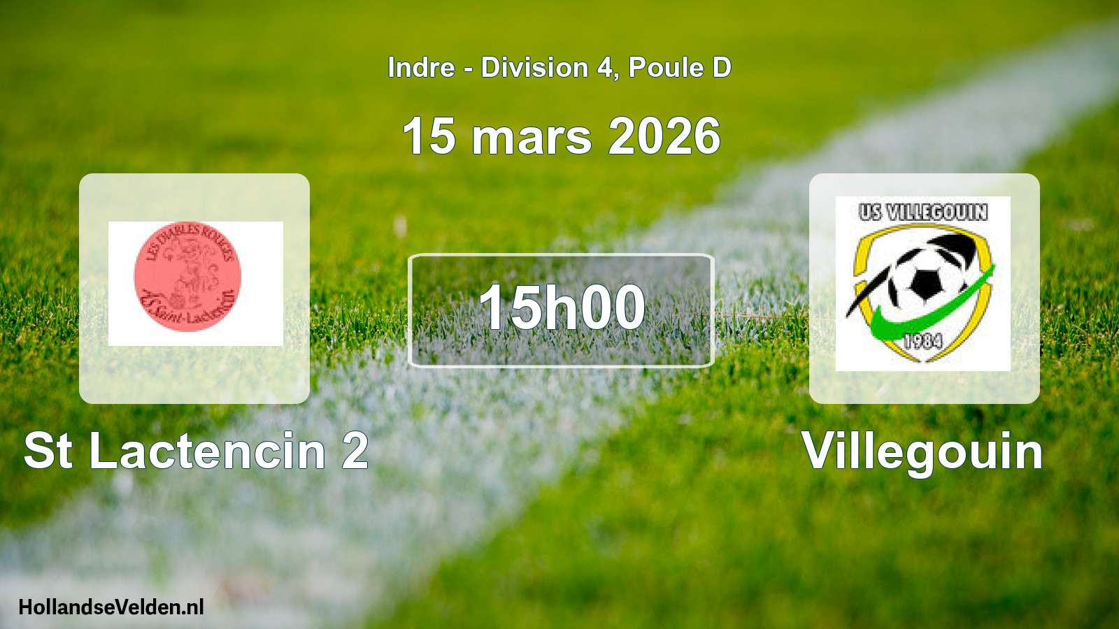 Geplande wedstrijd: St Lactencin 2 - Villegouin (15 mars 2026)