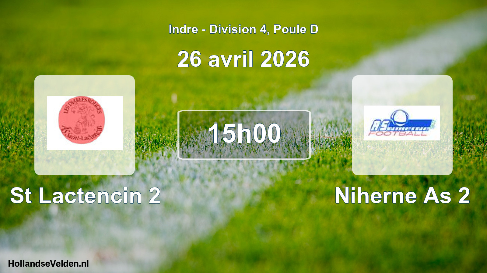 Geplande wedstrijd: St Lactencin 2 - Niherne As 2 (26 april 2026)