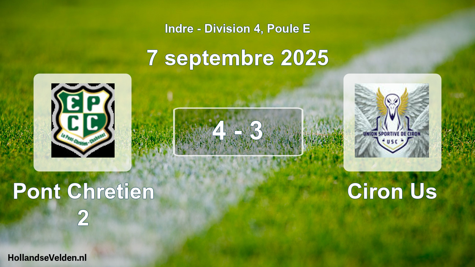 Gespeelde wedstrijd: Pont Chretien 2 - Ciron Us 4 - 3 (7 septembre 2025)