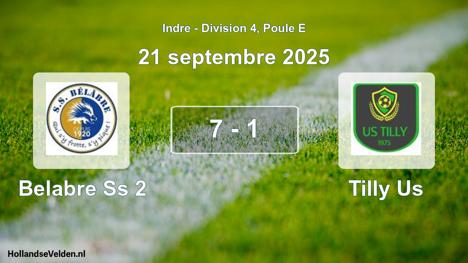 Gespeelde wedstrijd: Belabre Ss 2 - Tilly Us 7 - 1 (21 september 2025)