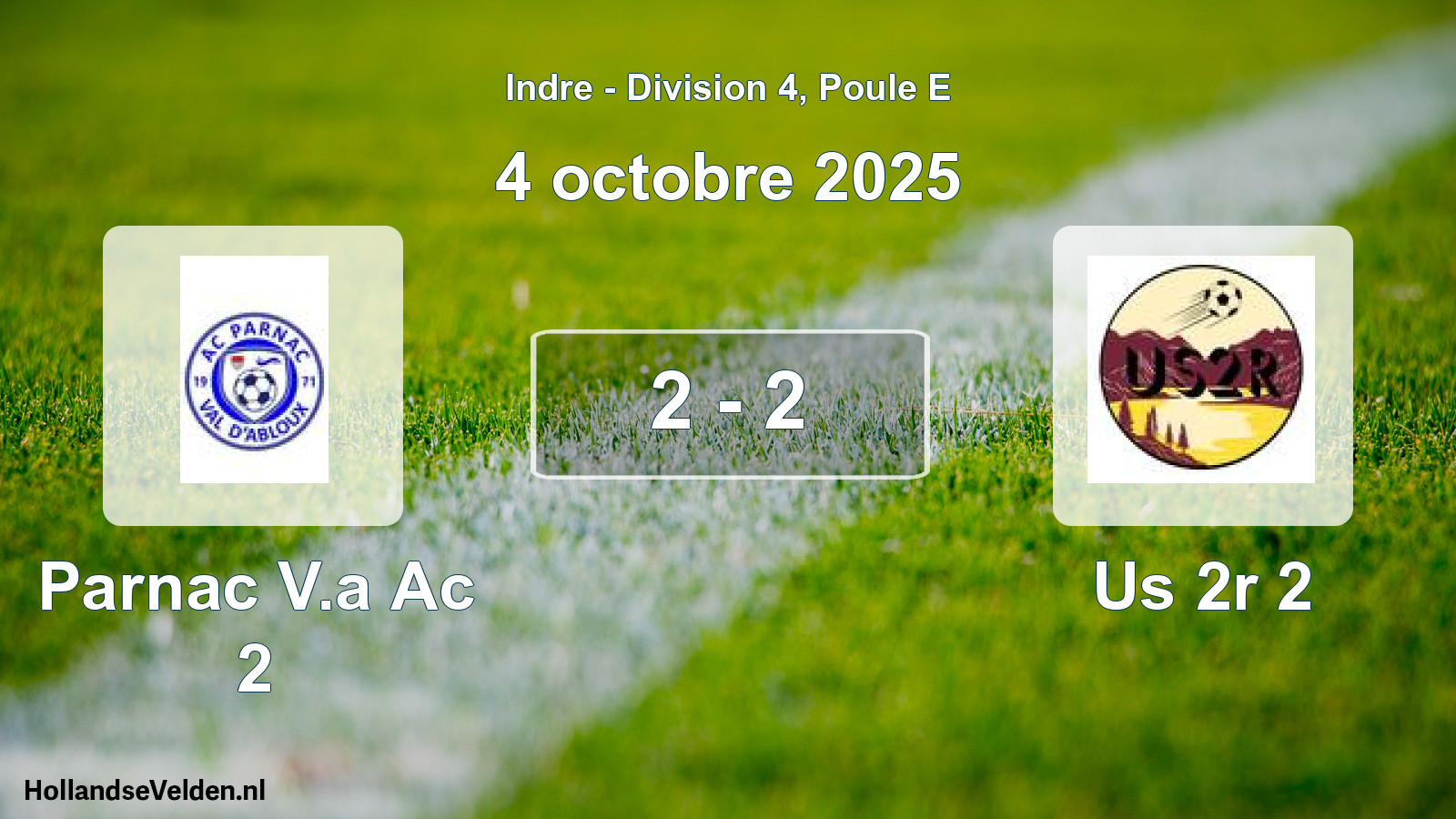 Gespeelde wedstrijd: Parnac V.a Ac 2 - Us 2r 2 2 - 2 (4 octobre 2025)