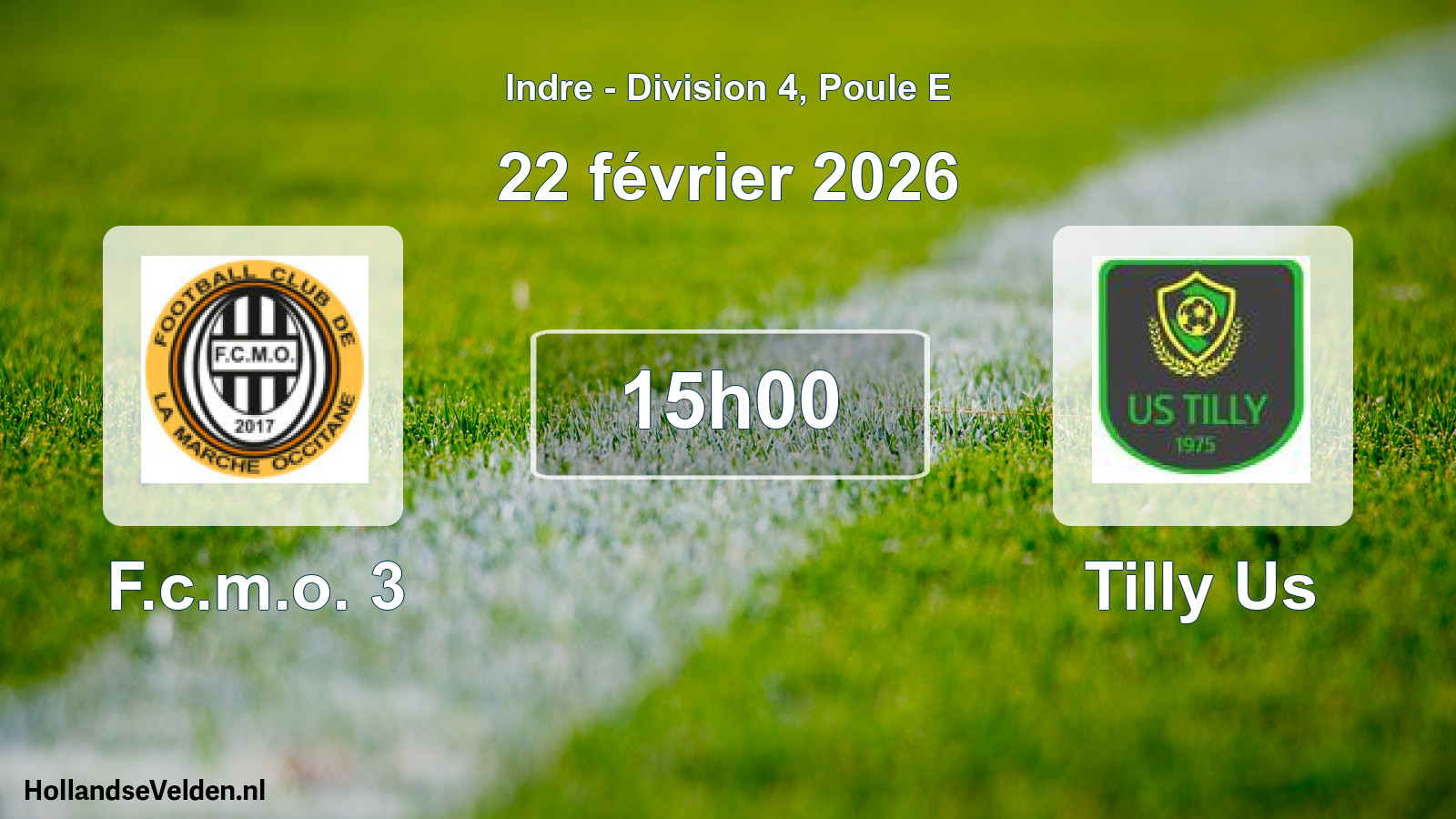 Geplande wedstrijd: F.c.m.o. 3 - Tilly Us (22 février 2026)