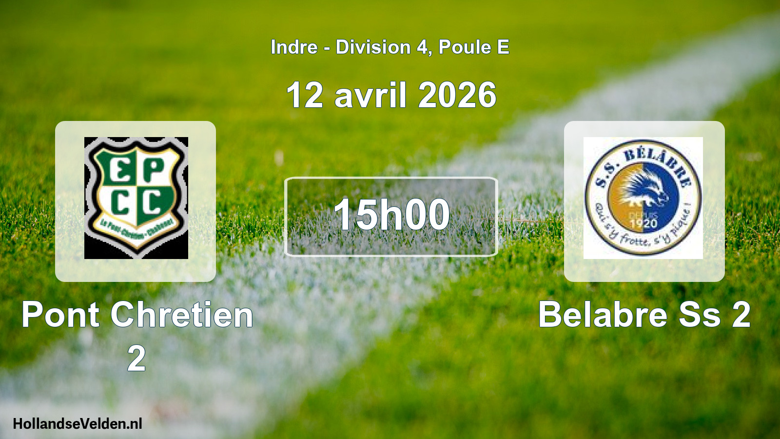 Geplande wedstrijd: Pont Chretien 2 - Belabre Ss 2 (12 avril 2026)