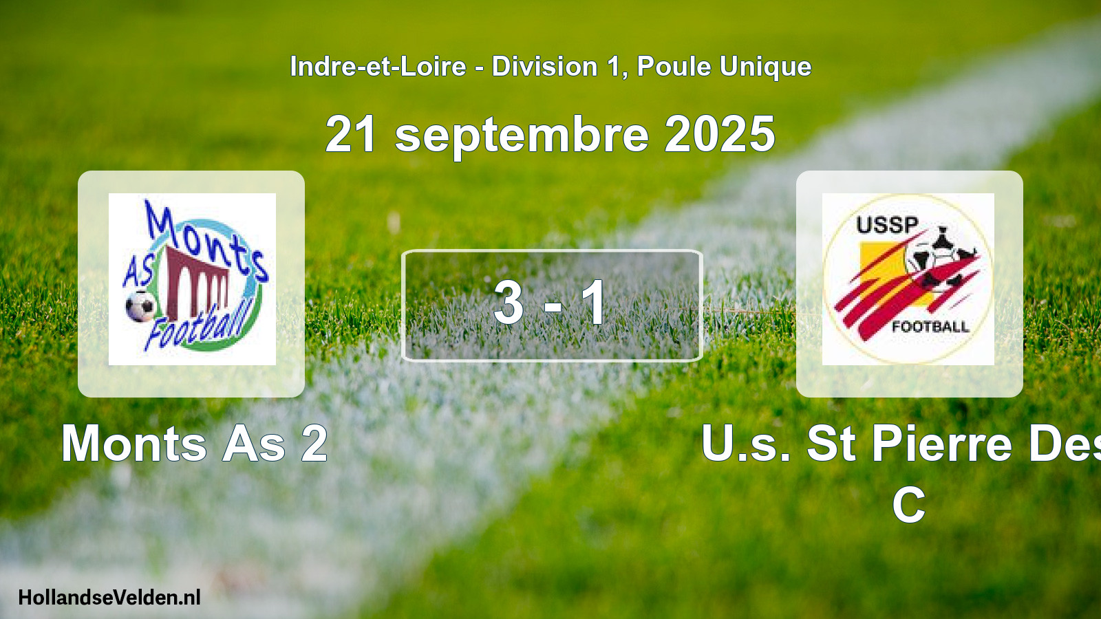 Gespeelde wedstrijd: Monts As 2 - U.s. St Pierre Des C 3 - 1 (21 september 2025)