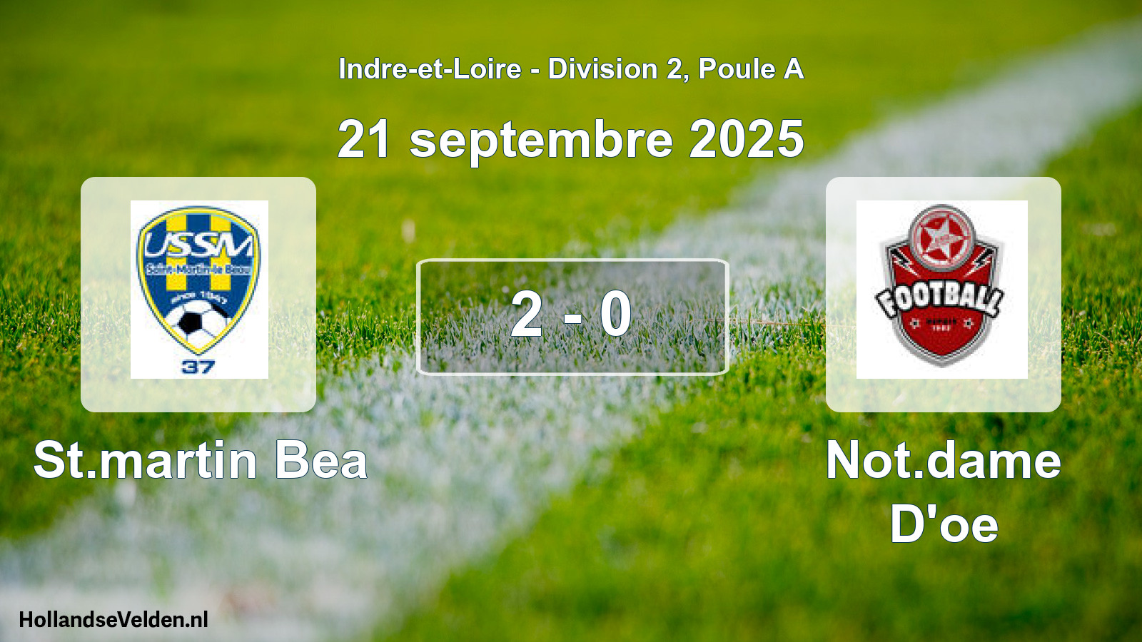 Gespeelde wedstrijd: St.martin Bea - Not.dame D'oe 2 - 0 (21 septembre 2025)
