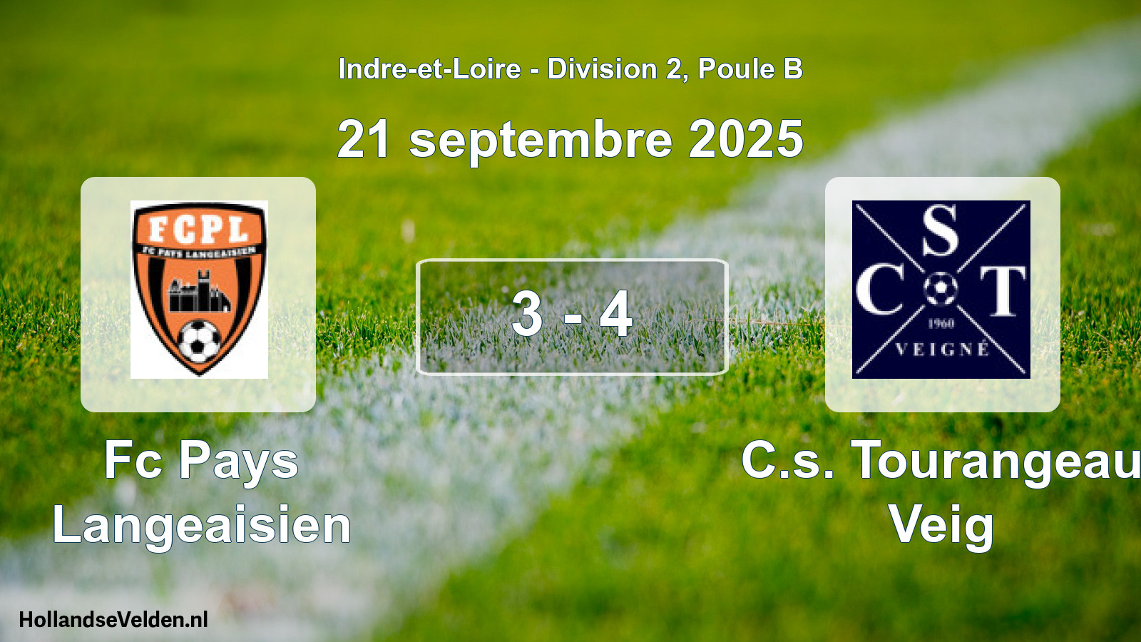 Gespeelde wedstrijd: Fc Pays Langeaisien - C.s. Tourangeau Veig 3 - 4 (21 september 2025)