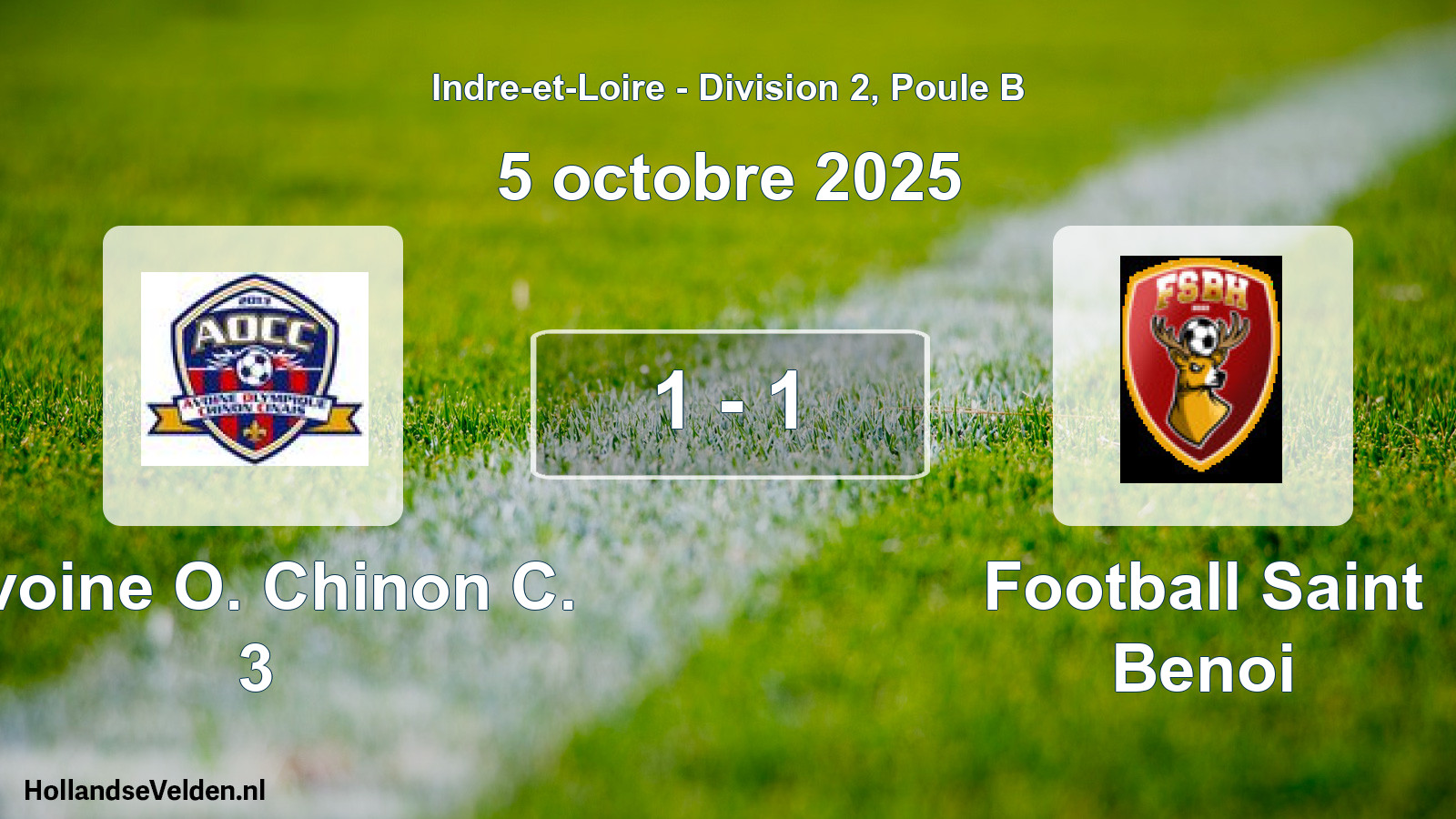 Total number of matches played: Avoine O. Chinon C. 3 - Football Saint Benoi 1 - 1 (5 October 2025)