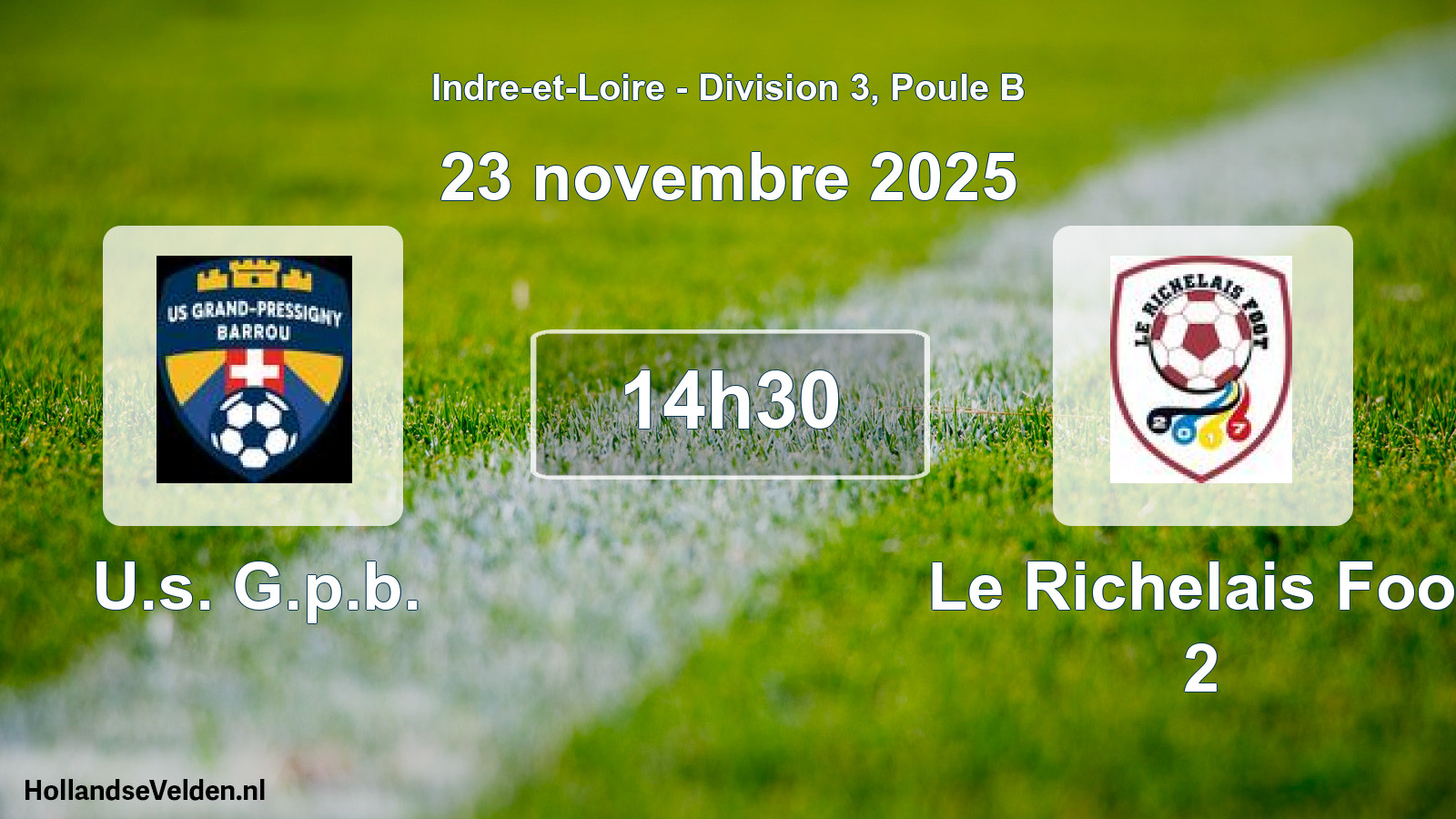 Geplande wedstrijd: U.s. G.p.b. - Le Richelais Foot 2 (23 novembre 2025)