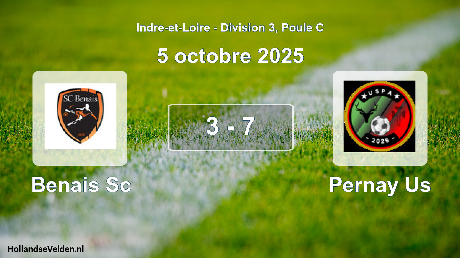 Gespeelde wedstrijd: Benais Sc - Pernay Us 3 - 7 (5 octobre 2025)
