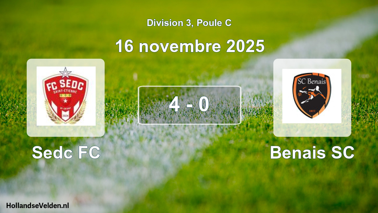 Gespeelde wedstrijd: Sedc FC - Benais SC 4 - 0 (16 november 2025)