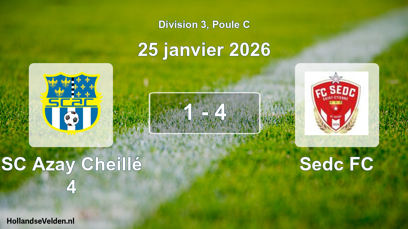 Gespeelde wedstrijd: SC Azay Cheillé 4 - Sedc FC 1 - 4 (25 januari 2026)