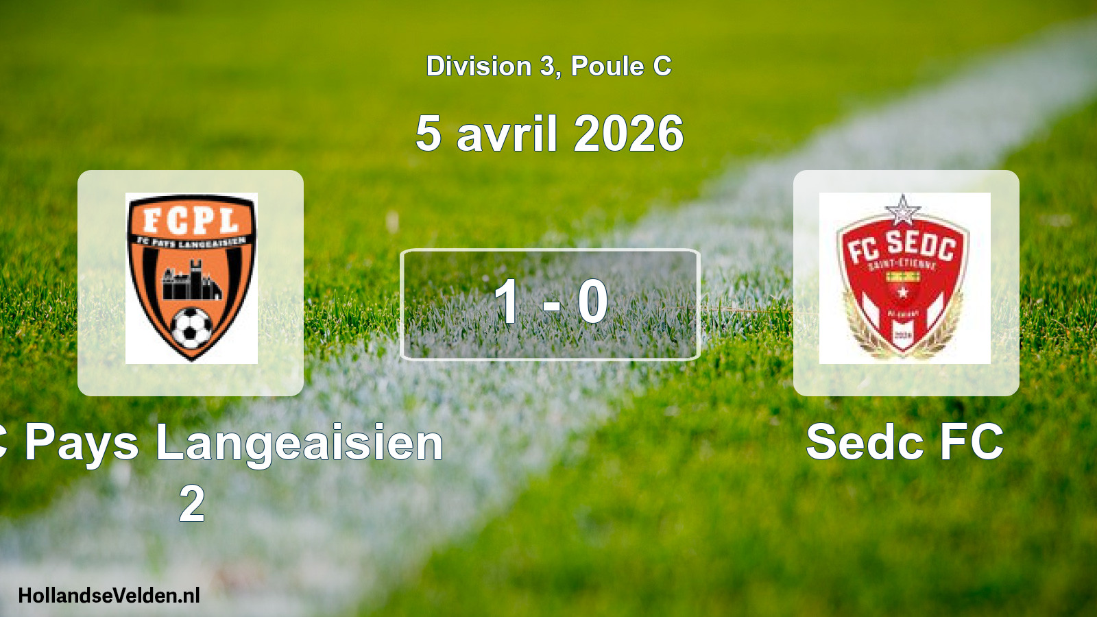Match joué: FC Pays Langeaisien 2 - Sedc FC 1 - 0 (5 avril 2026)