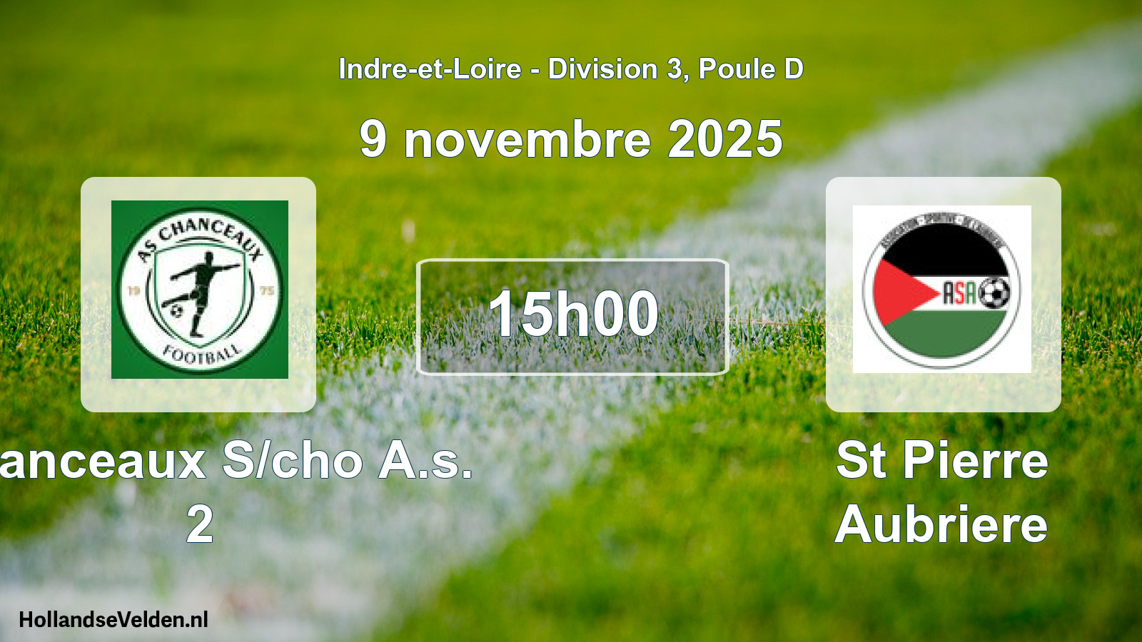 Geplande wedstrijd: Chanceaux S/cho A.s. 2 - St Pierre Aubriere (9 november 2025)