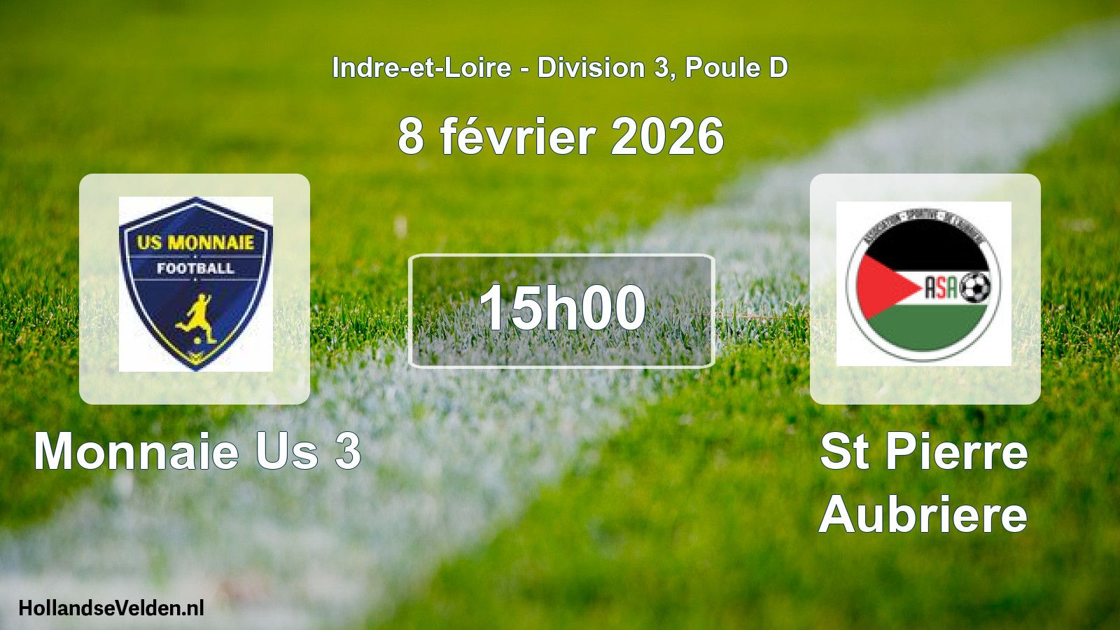 Geplande wedstrijd: Monnaie Us 3 - St Pierre Aubriere (8 février 2026)