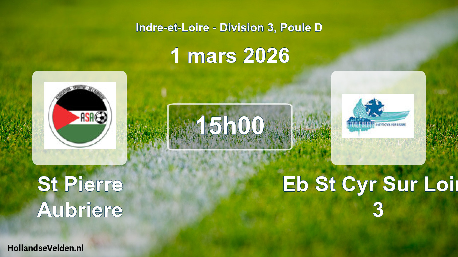 Geplande wedstrijd: St Pierre Aubriere - Eb St Cyr Sur Loire 3 (1 maart 2026)