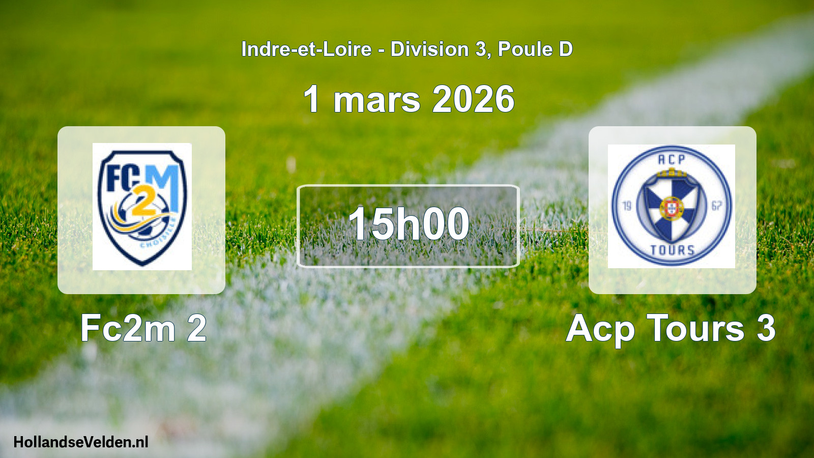 Geplande wedstrijd: Fc2m 2 - Acp Tours 3 (1 mars 2026)