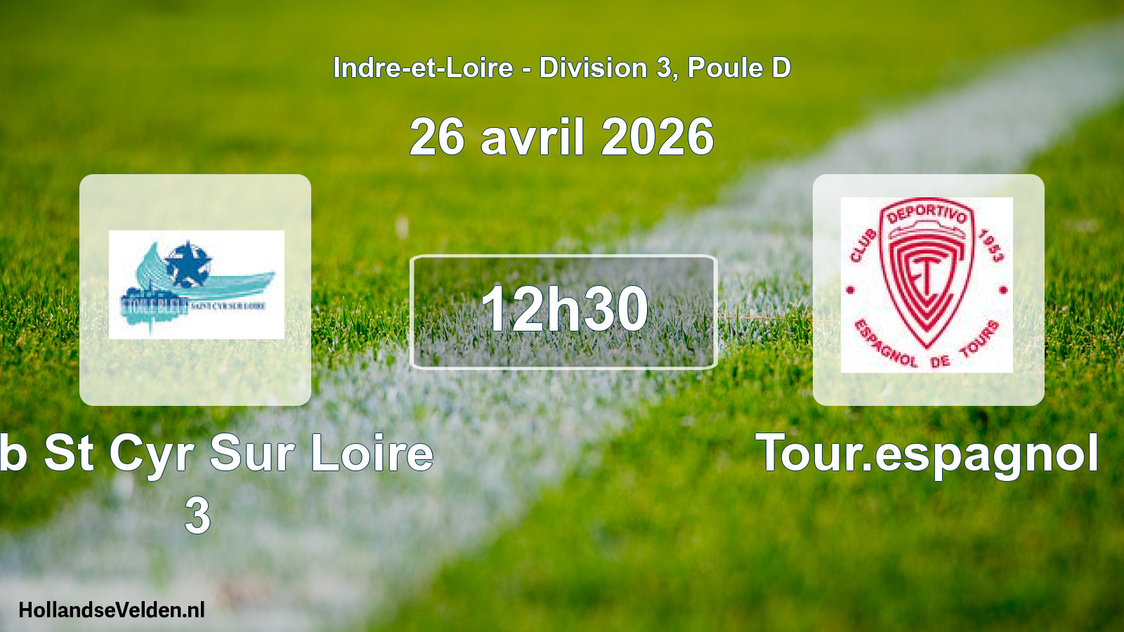 Geplande wedstrijd: Eb St Cyr Sur Loire 3 - Tour.espagnol (26 avril 2026)