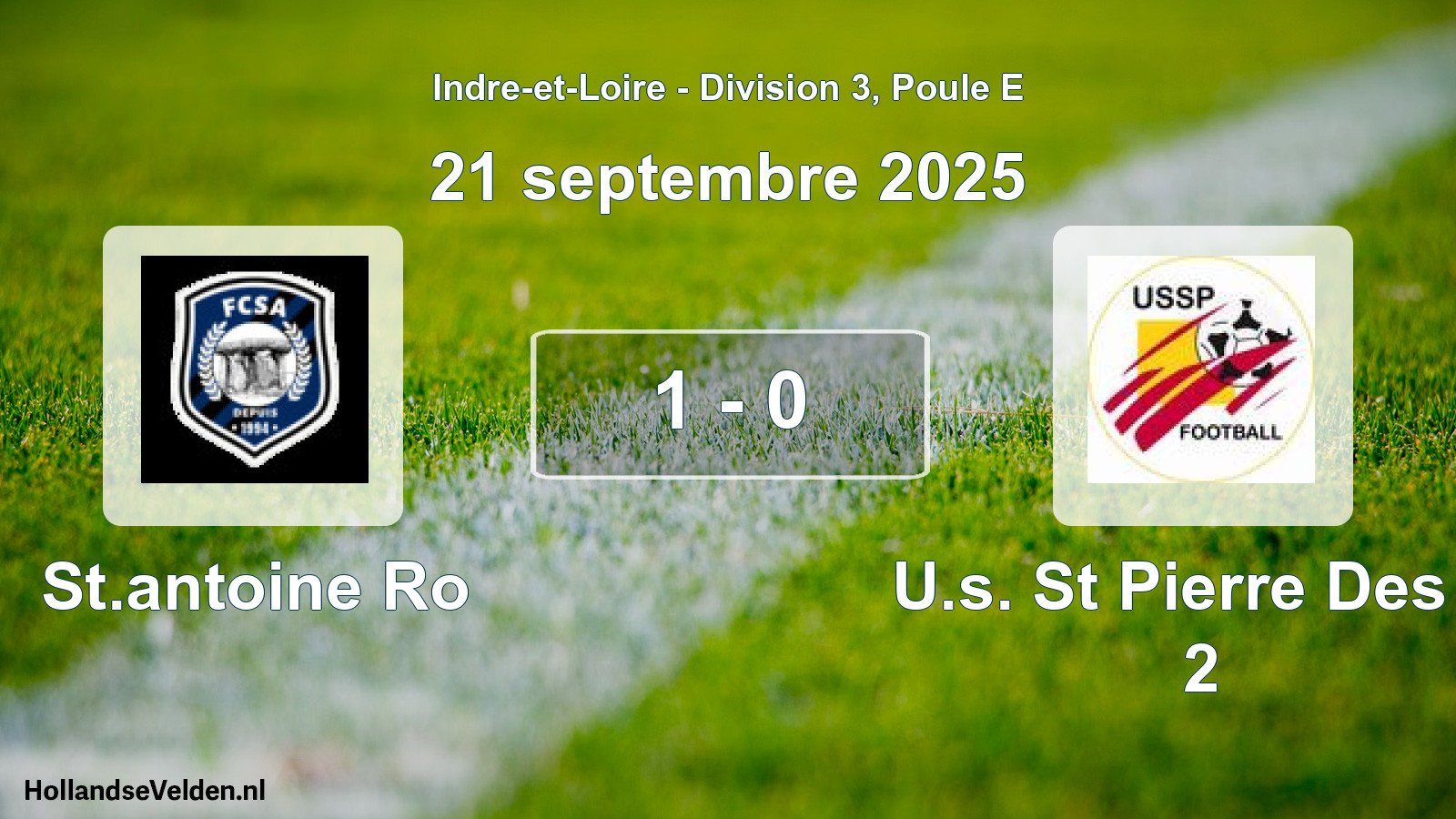 Gespeelde wedstrijd: St.antoine Ro - U.s. St Pierre Des C 2 1 - 0 (21 september 2025)