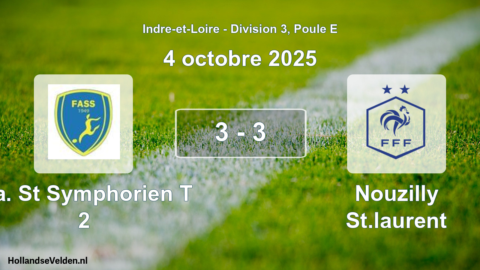 Total number of matches played: F.a. St Symphorien T 2 - Nouzilly St.laurent 3 - 3 (4 October 2025)