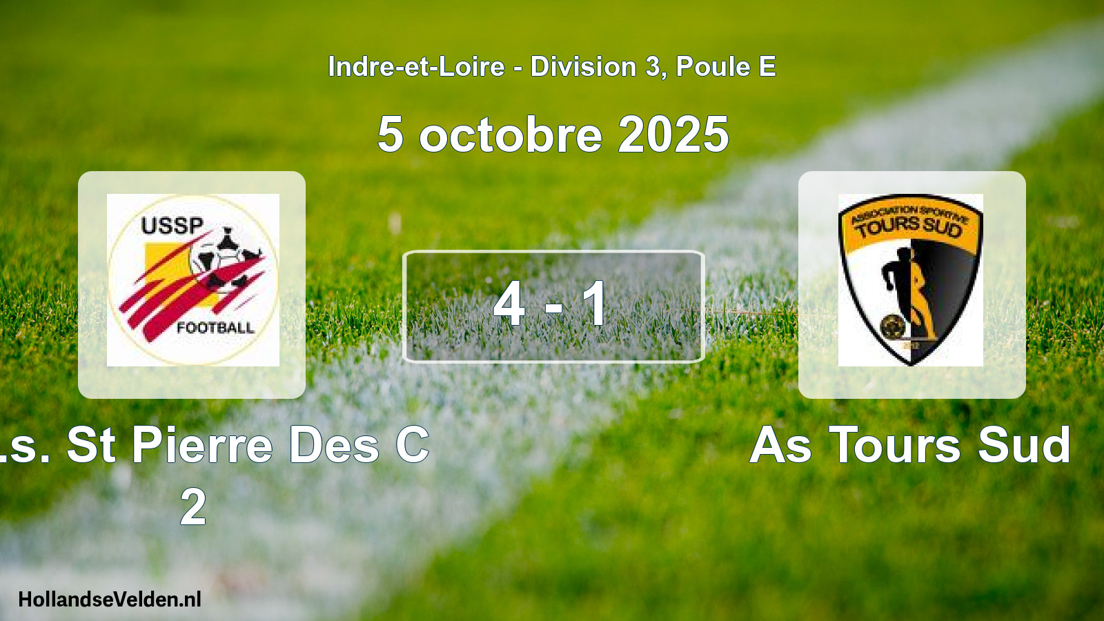 Gespeelde wedstrijd: U.s. St Pierre Des C 2 - As Tours Sud 4 - 1 (5 octobre 2025)