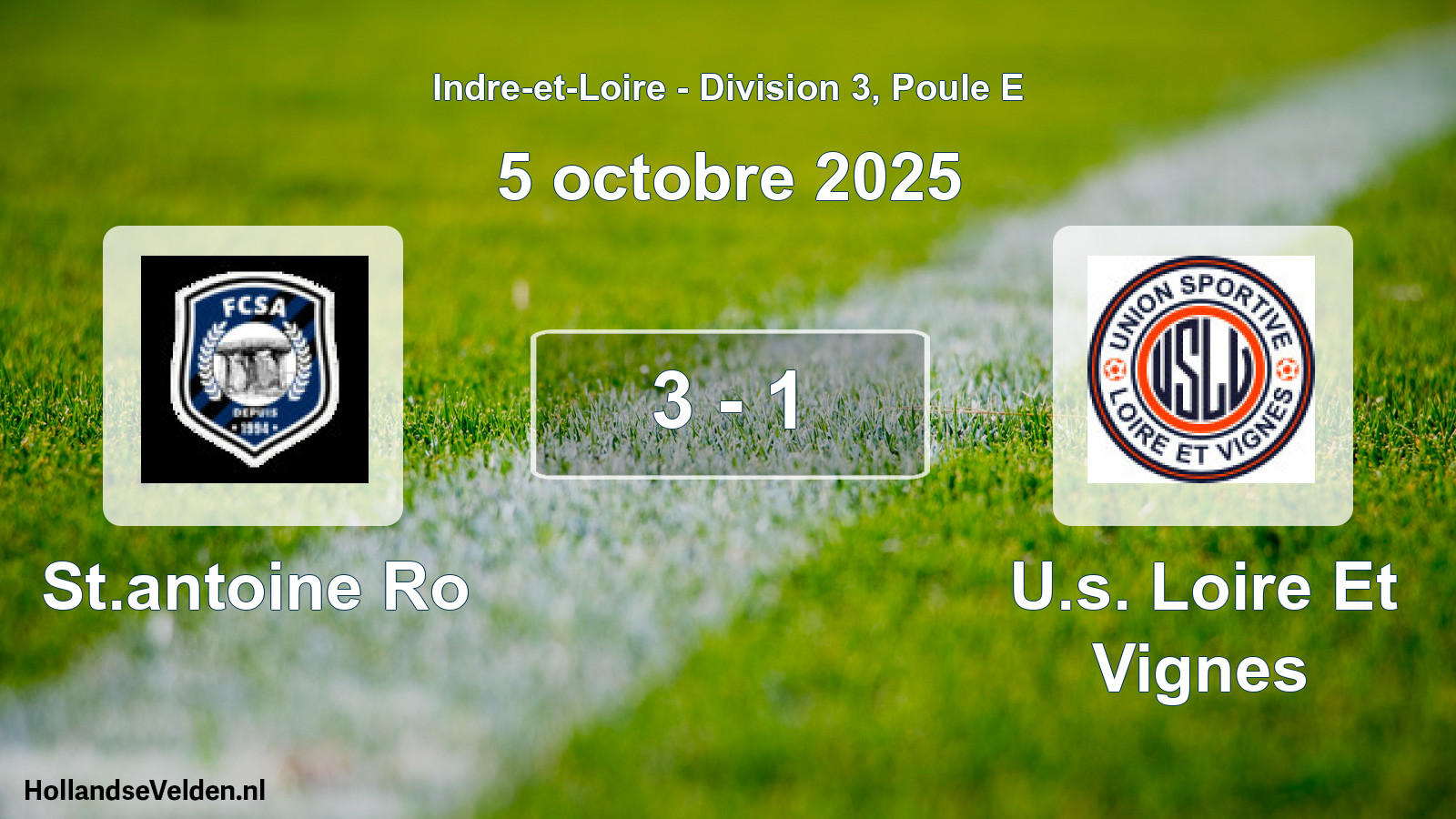 Total number of matches played: St.antoine Ro - U.s. Loire Et Vignes 3 - 1 (5 October 2025)