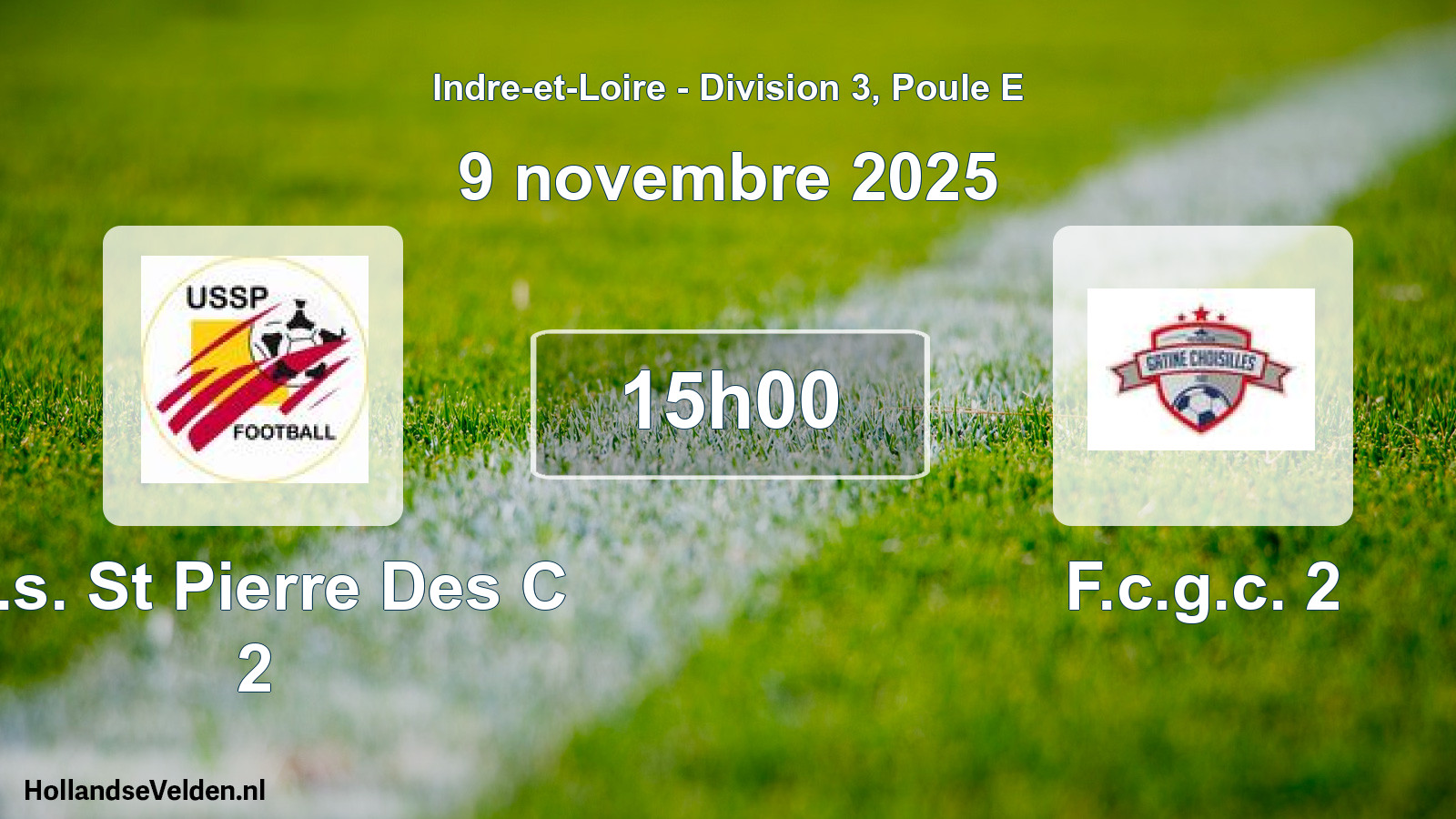 Geplande wedstrijd: U.s. St Pierre Des C 2 - F.c.g.c. 2 (9 novembre 2025)