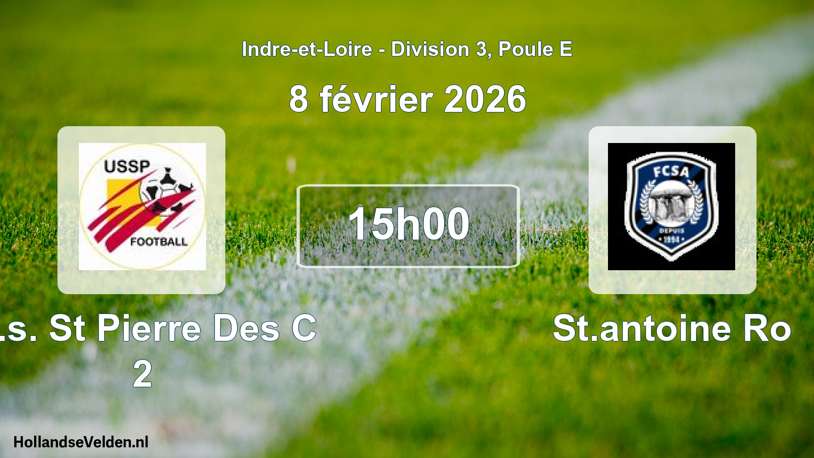 Geplande wedstrijd: U.s. St Pierre Des C 2 - St.antoine Ro (8 février 2026)