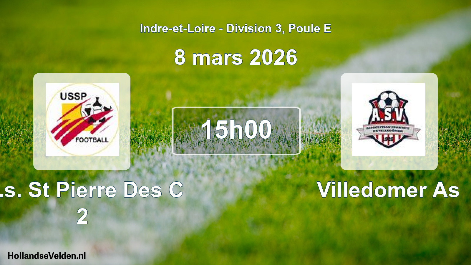 Geplande wedstrijd: U.s. St Pierre Des C 2 - Villedomer As (8 mars 2026)