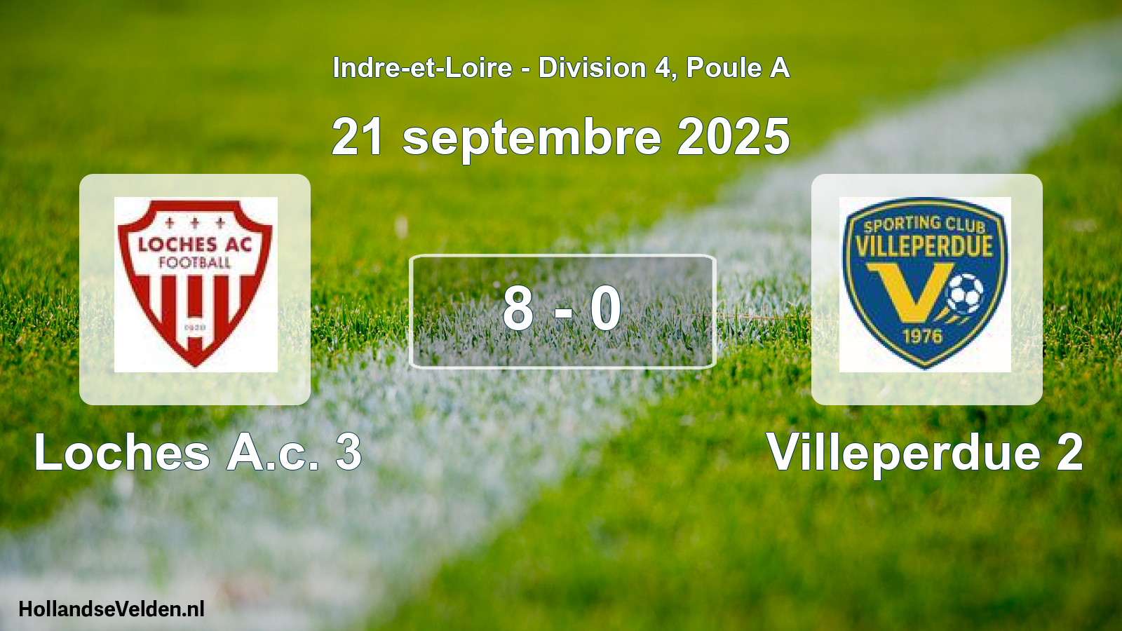 Gespeelde wedstrijd: Loches A.c. 3 - Villeperdue 2 8 - 0 (21 septembre 2025)