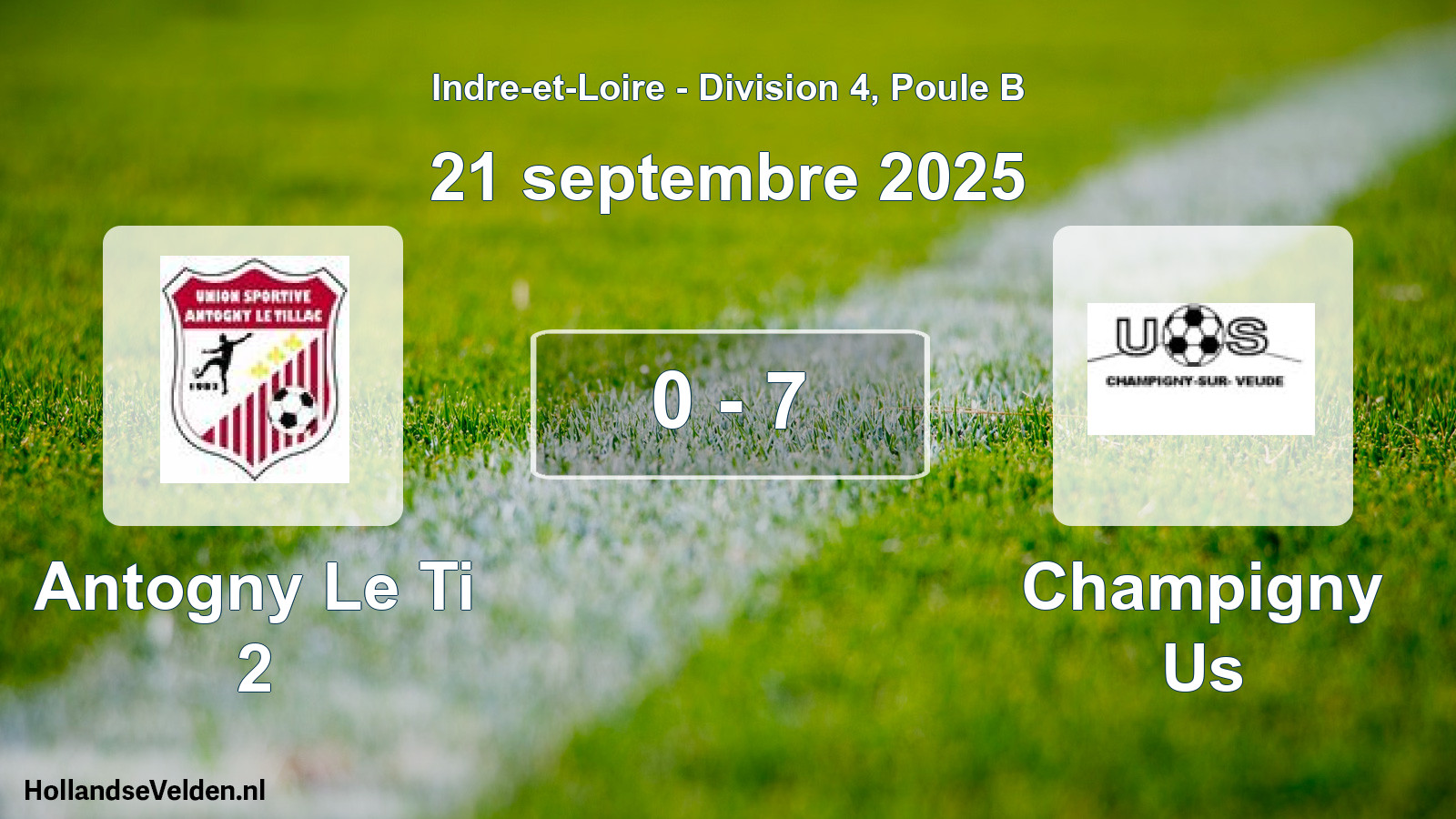 Total number of matches played: Antogny Le Ti 2 - Champigny Us 0 - 7 (21 September 2025)