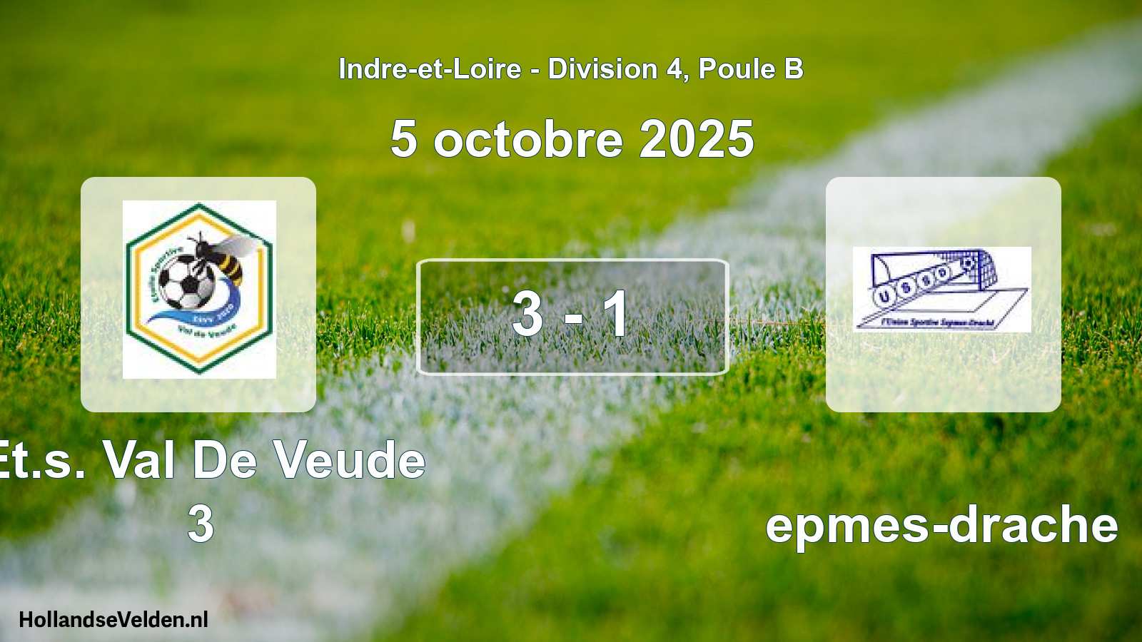 Gespeelde wedstrijd: Et.s. Val De Veude 3 - Sepmes-drache 3 - 1 (5 octobre 2025)