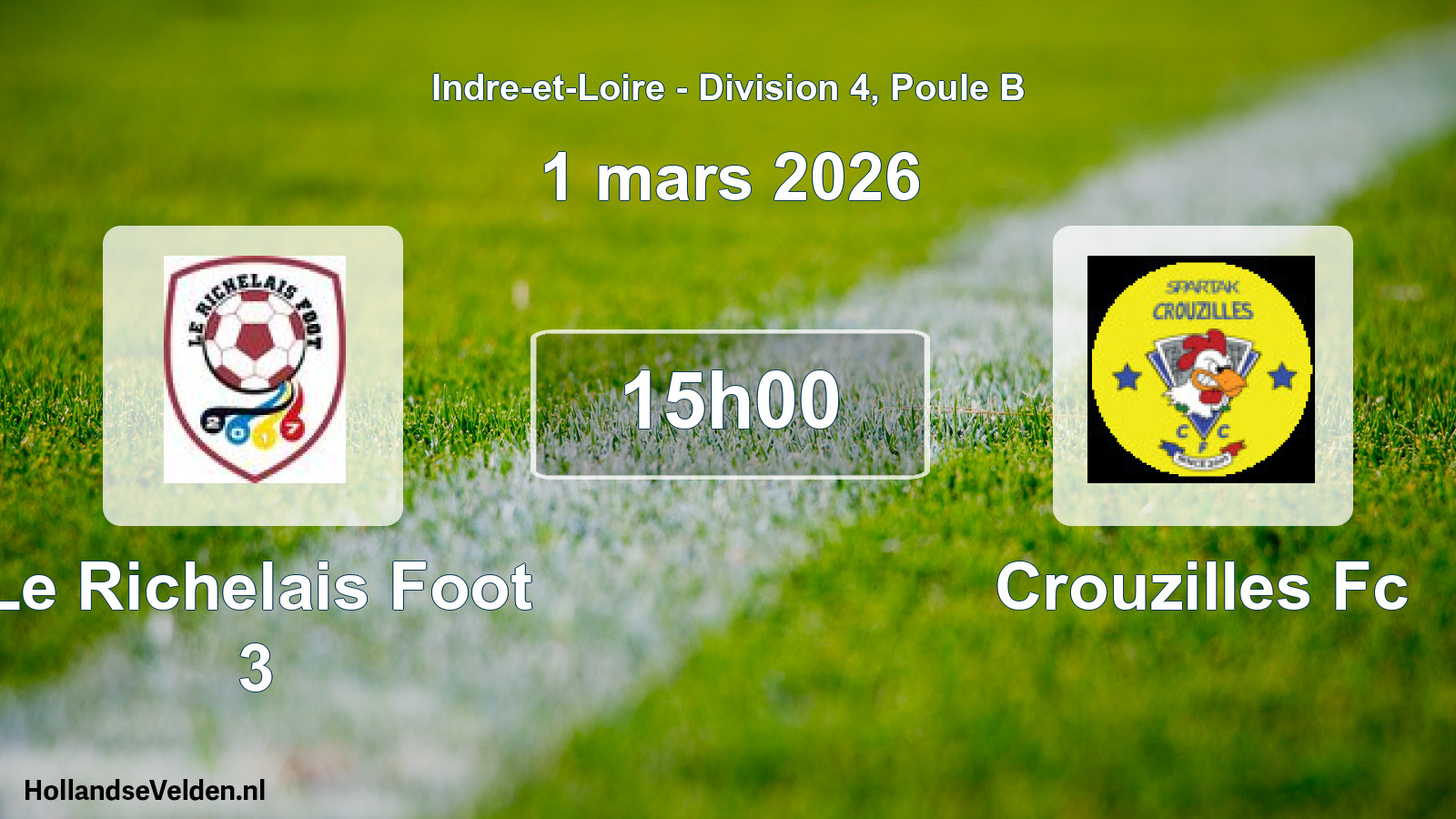 Geplande wedstrijd: Le Richelais Foot 3 - Crouzilles Fc (1 mars 2026)