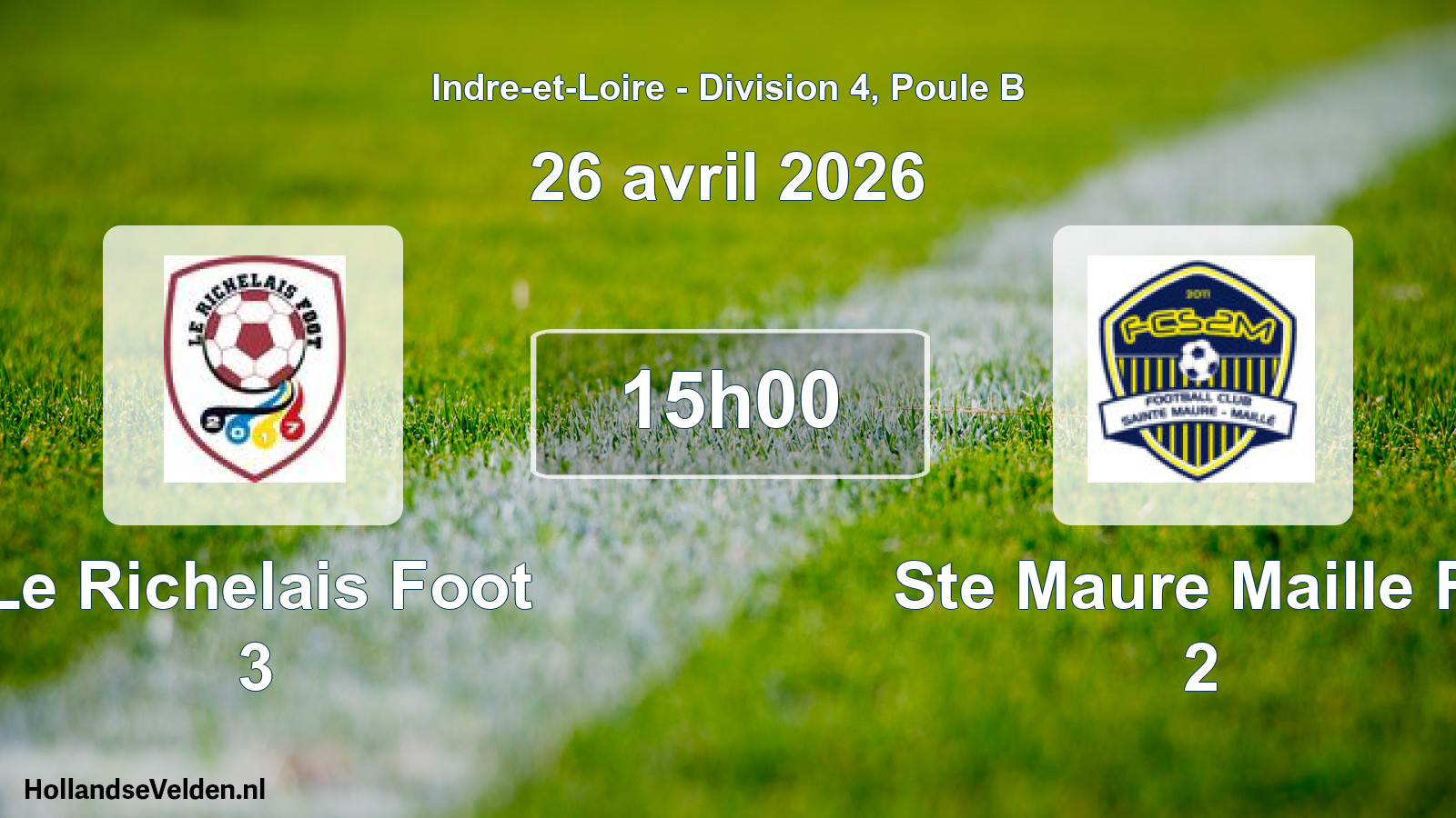 Geplande wedstrijd: Le Richelais Foot 3 - Ste Maure Maille Fc 2 (26 avril 2026)